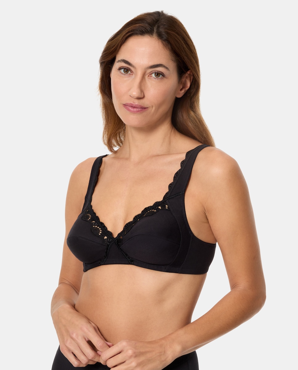 Soutien sem Aros de Sustentação Clássica com Bordados Preto-1