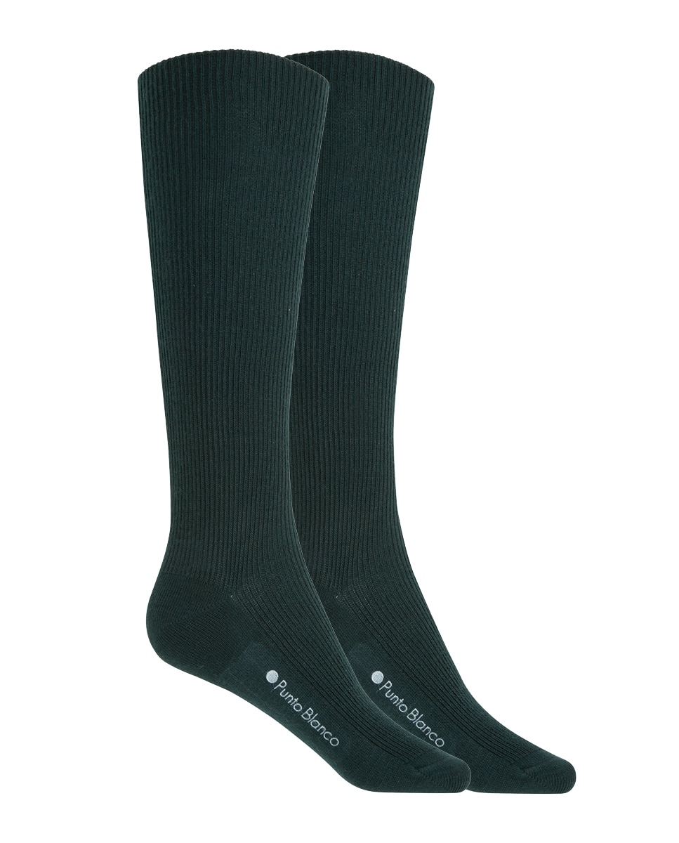 Pack de 2 Pares de Meias Caneladas Para Bebé Verde-escuro-1