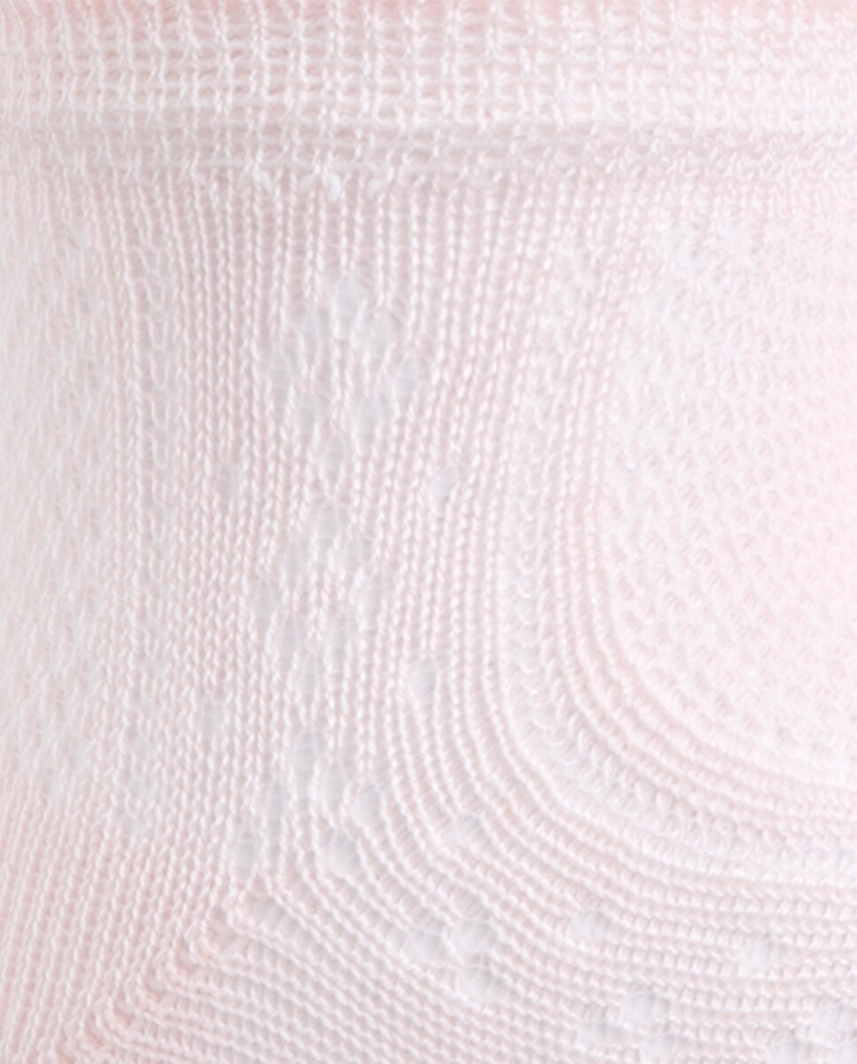 Pack de 2 Pares de Meias Bebé em Algodão Mercerizado com Perfurados Punto Blanco Rosa-2