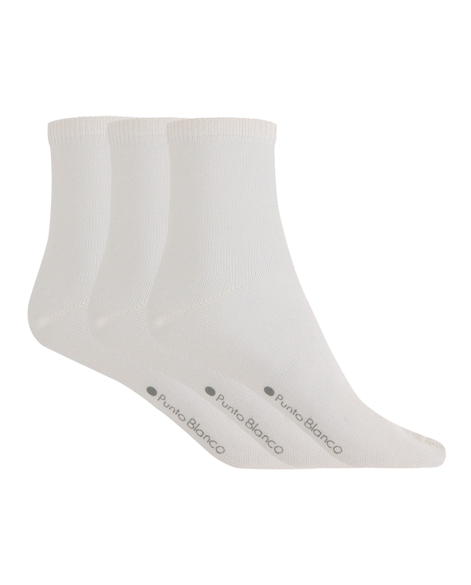 Pack de 3 Pares de Meias Lisas Para Bebé em 100% Algodão Mercerizado Punto Blanco Cru-1