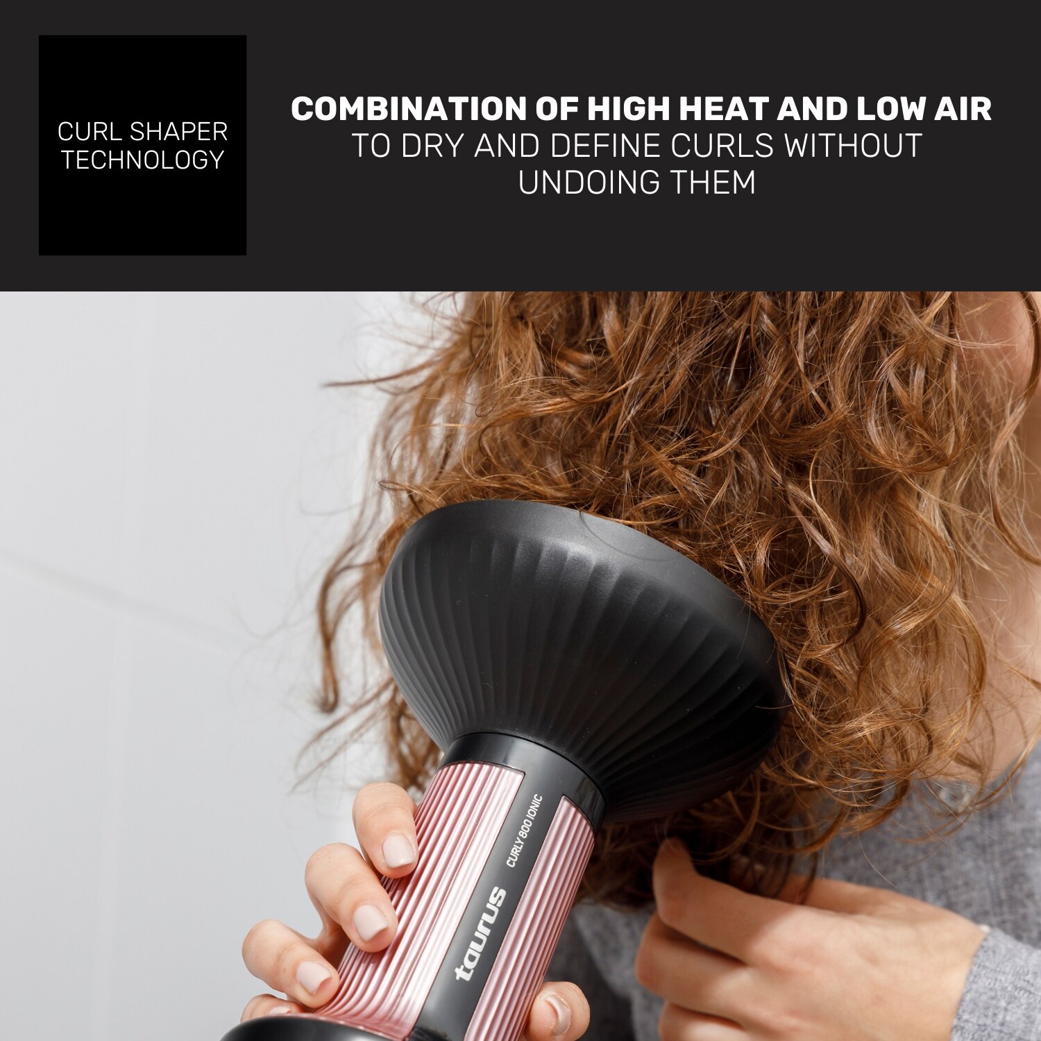 Secador de Cabelo Difusor Taurus Curly 800 Ionic Preto / Rosa-4