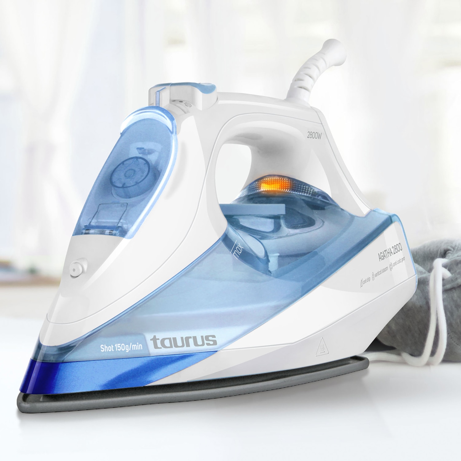 Ferro a vapor Taurus Agatha 2800 antigotejamento Branco / Azul-4