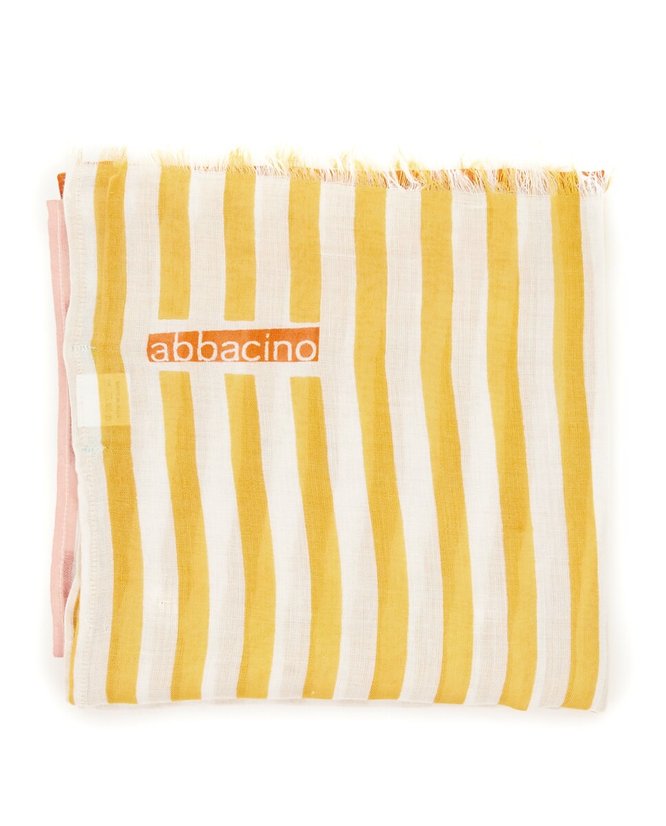 Lenço Summer Song de Viscose com Estampado às Riscas em Amarelo Amarelo-3