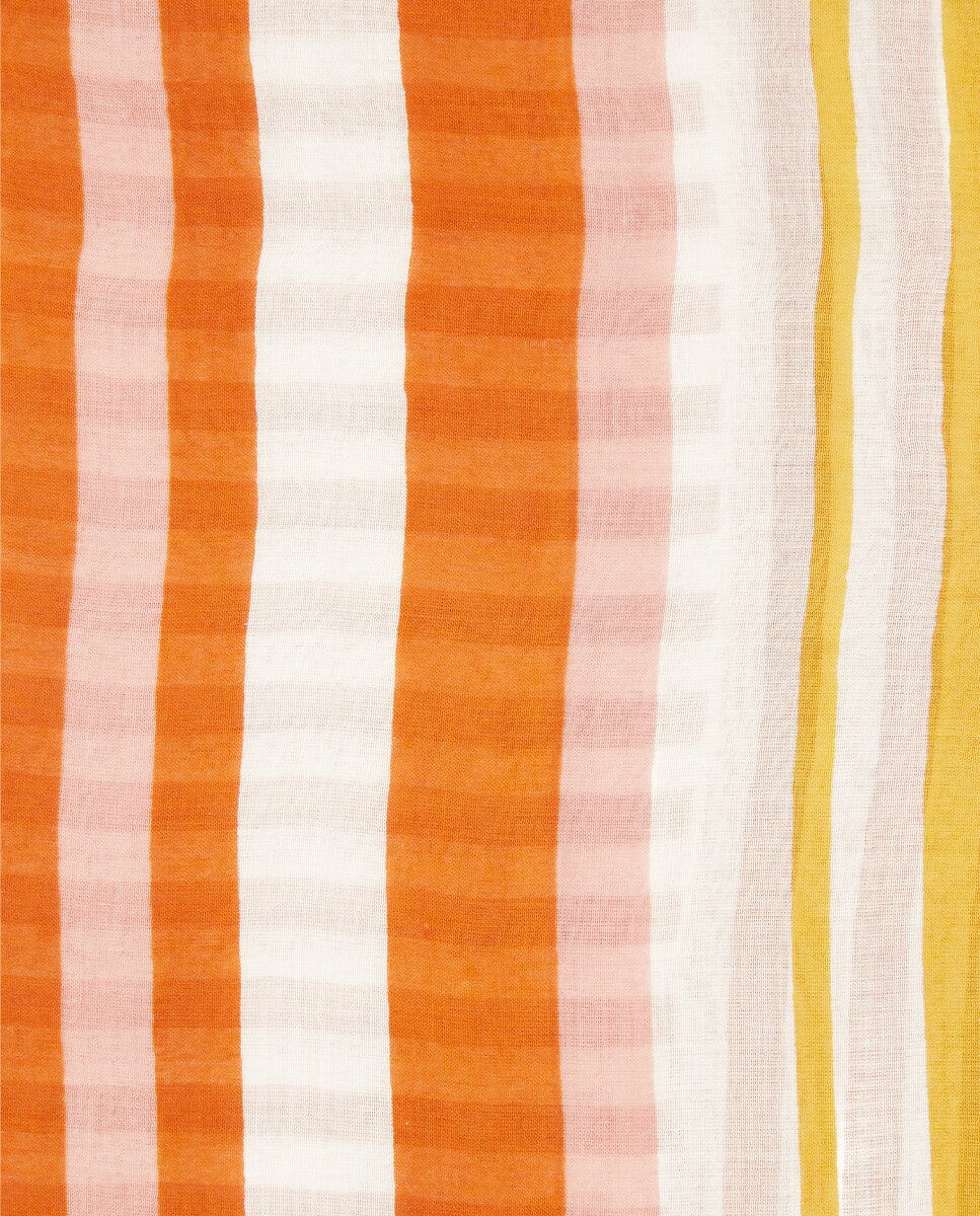 Lenço Summer Song de Viscose com Estampado às Riscas em Amarelo Amarelo-5