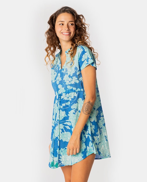 Imagem 0 de Vestido de Praia Summer Song de Algodão com Estampado Turquesa