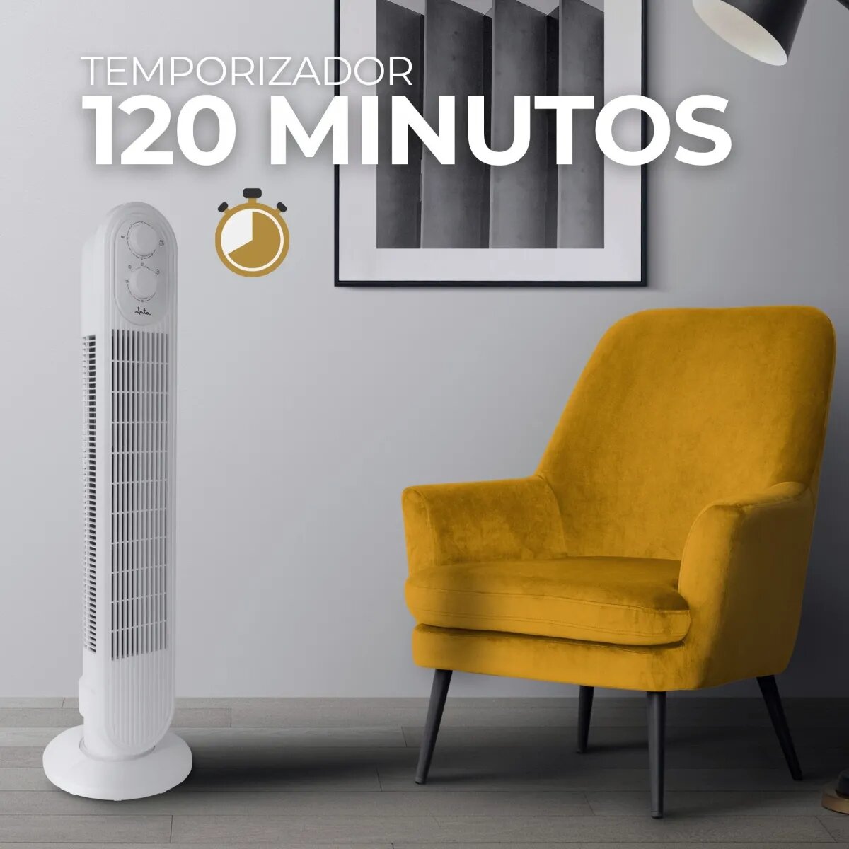 Ventilador em Torre Jata JVVT3043 com 3 Velocidades e Temporizador Branco-4