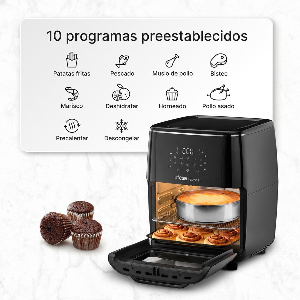 Fritadeira de Ar Quente Ufesa Sensei com capacidade para 12 litros e digital Preto-4