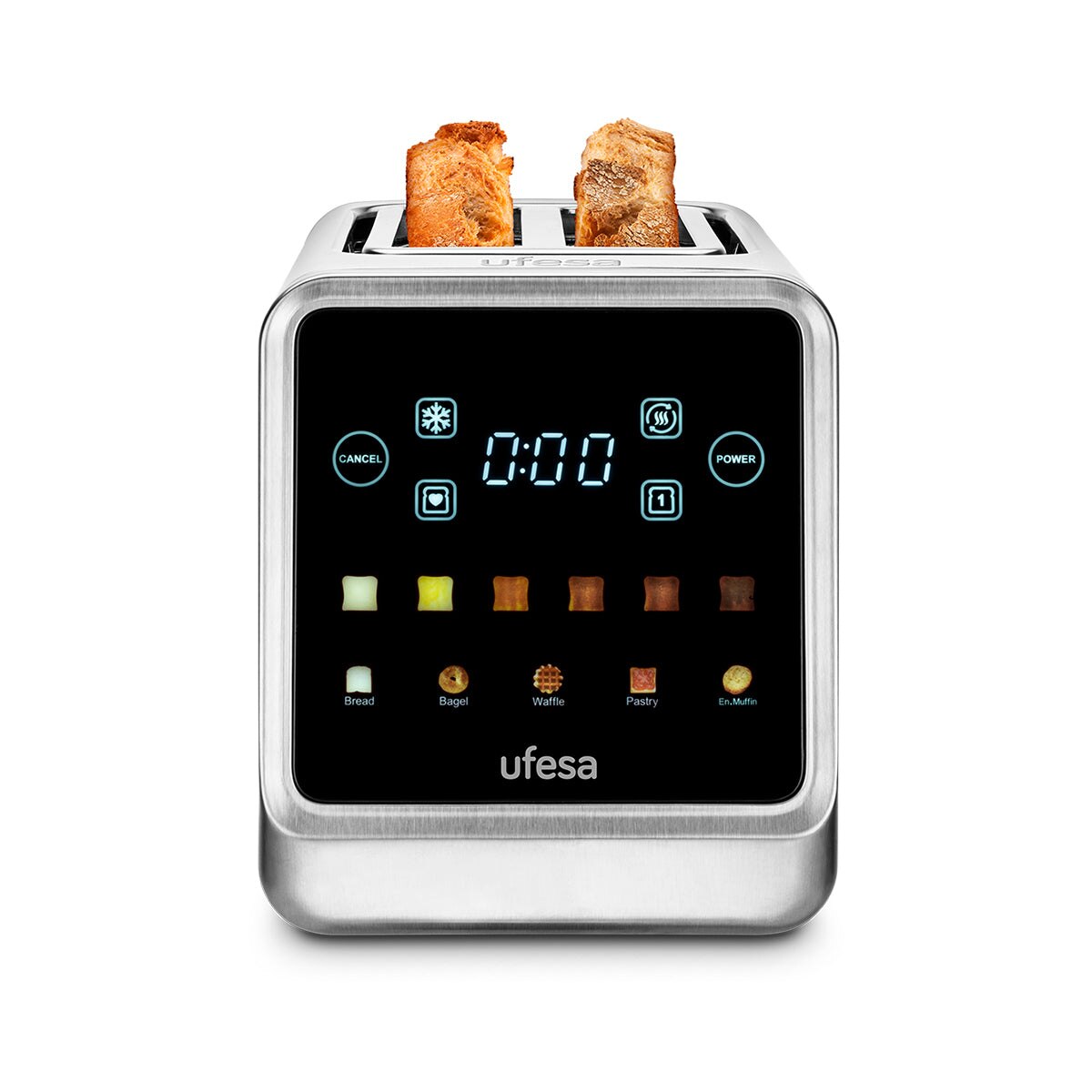 Torradeira digital Ufesa OneTouch Duo de 2 ranhuras 850W Prata-3