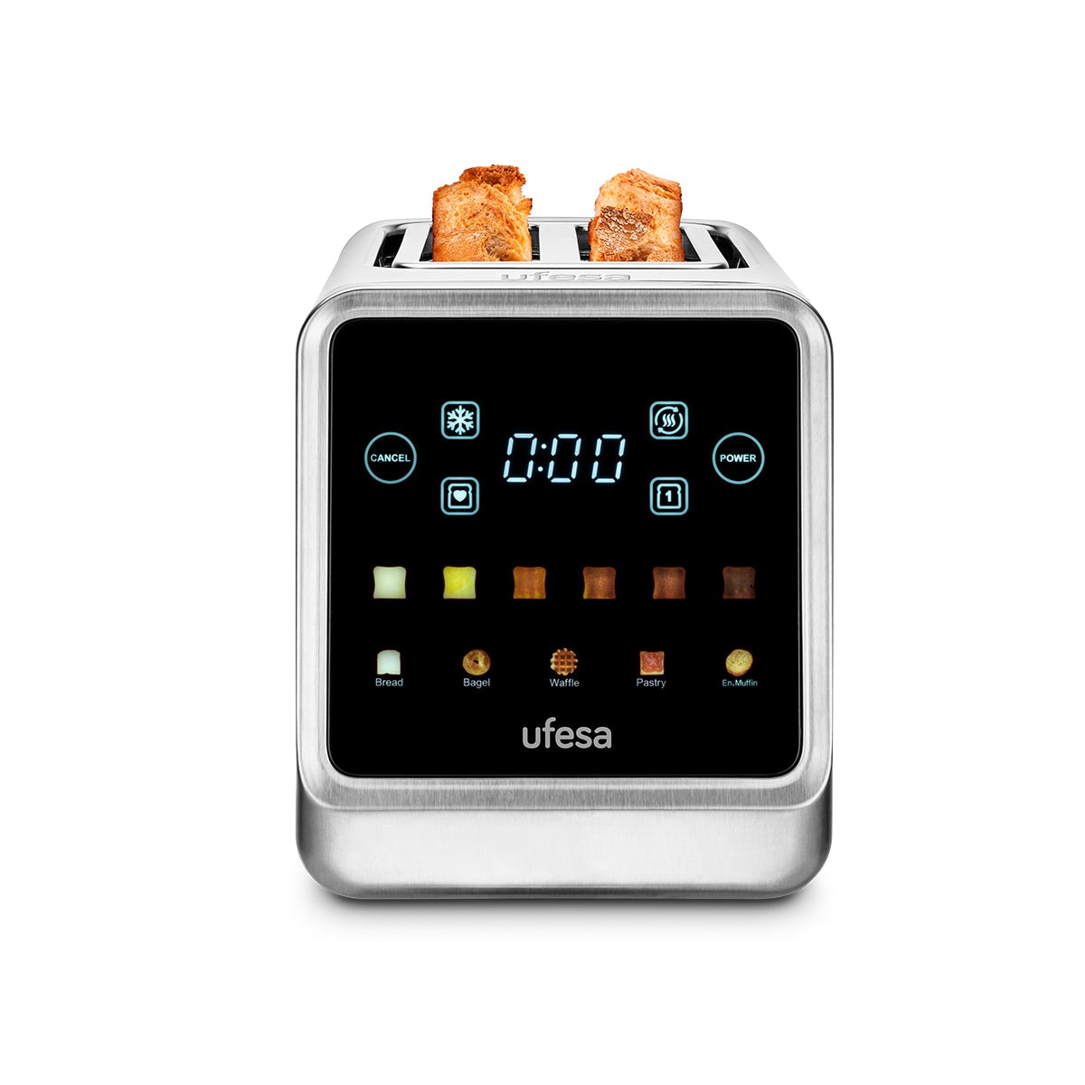 Torradeira digital Ufesa OneTouch Duo Plus de 2 ranhuras 1450W Prata-3
