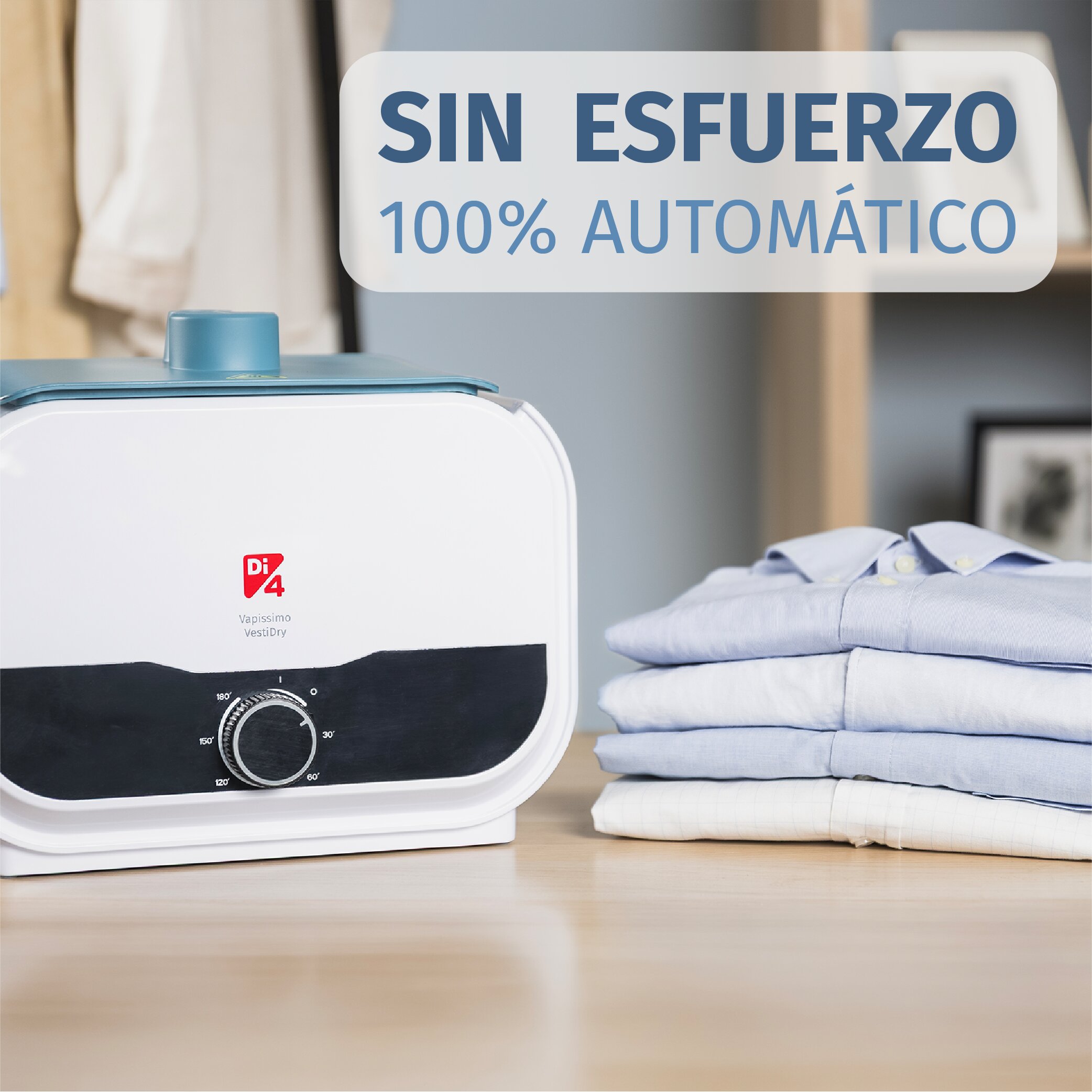 Ferro Vertical e secagem de roupasDI4 Vapissimo Vestidry Branco / Azul-3