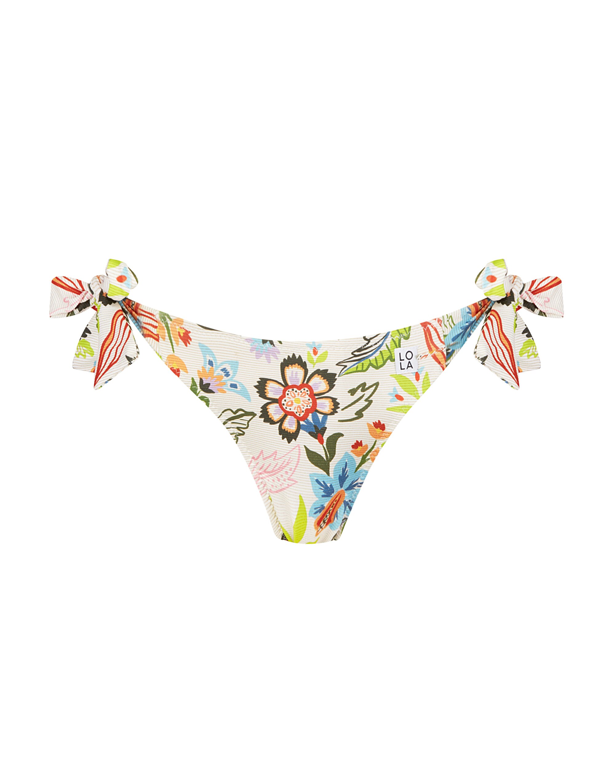 Cueca de Biquíni Brasileira com Laços e Estampado Floral com Lurex Multicolor-3
