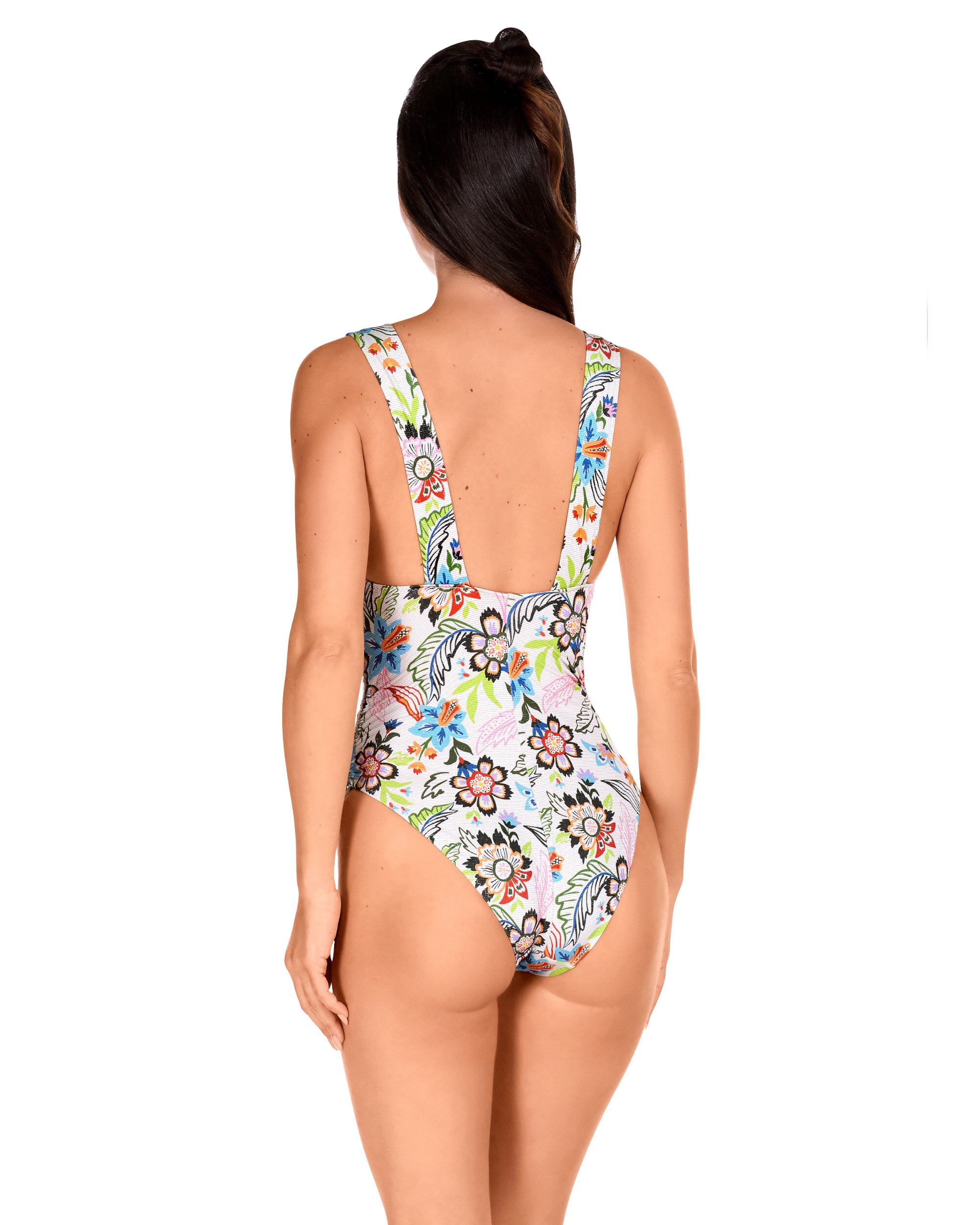 Fato de Banho com Estampado Floral e Lurex Multicolor-2