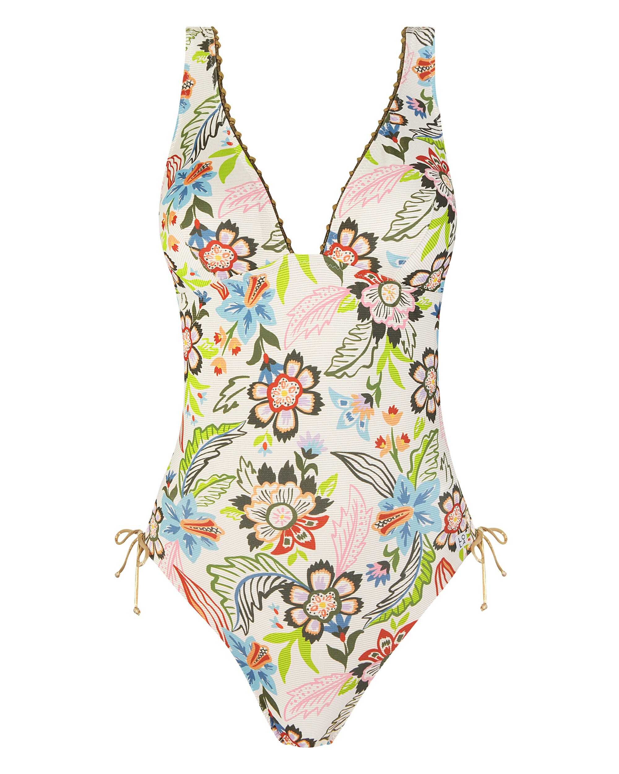 Fato de Banho com Estampado Floral e Lurex Multicolor-3