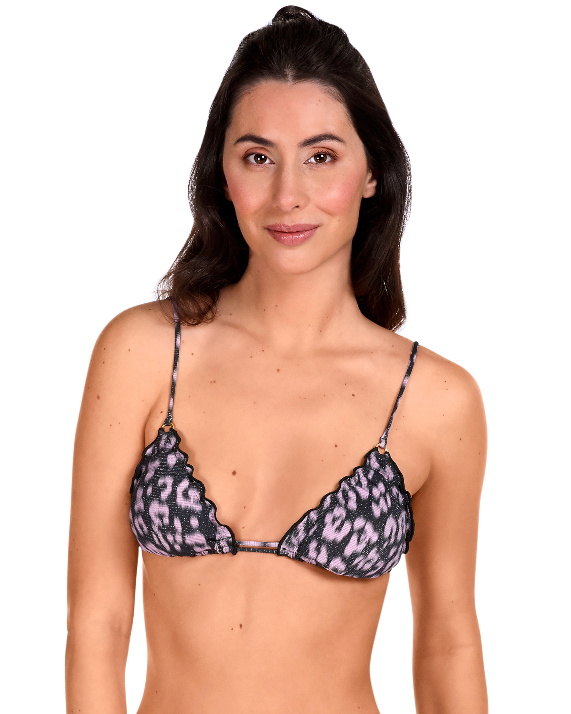 Top de Biquíni Triângulo Atado ao Pescoço e Costas Animal Print com Lurex Multicolor-1
