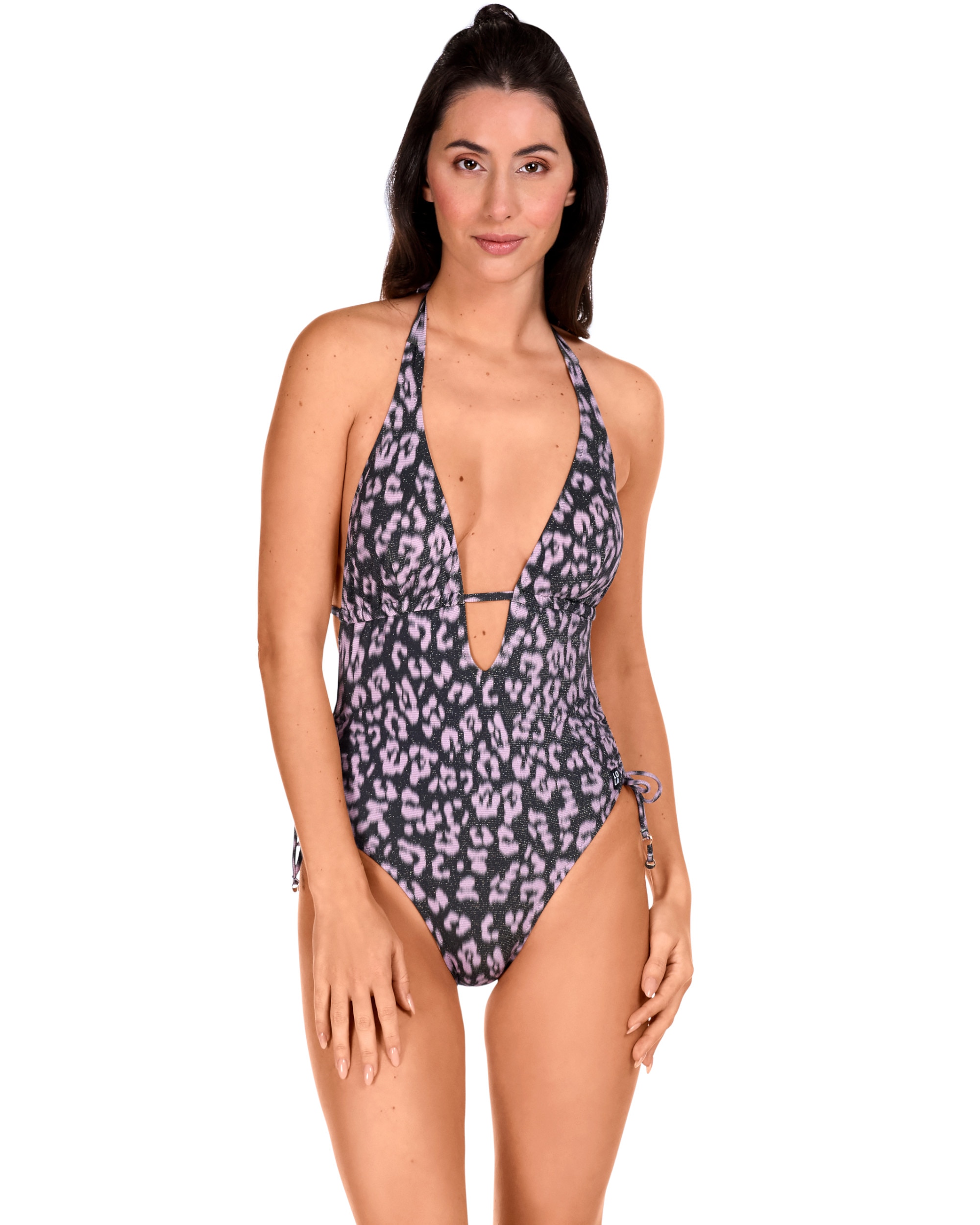 Fato de Banho Halter Animal Print com Lurex Multicolor-1