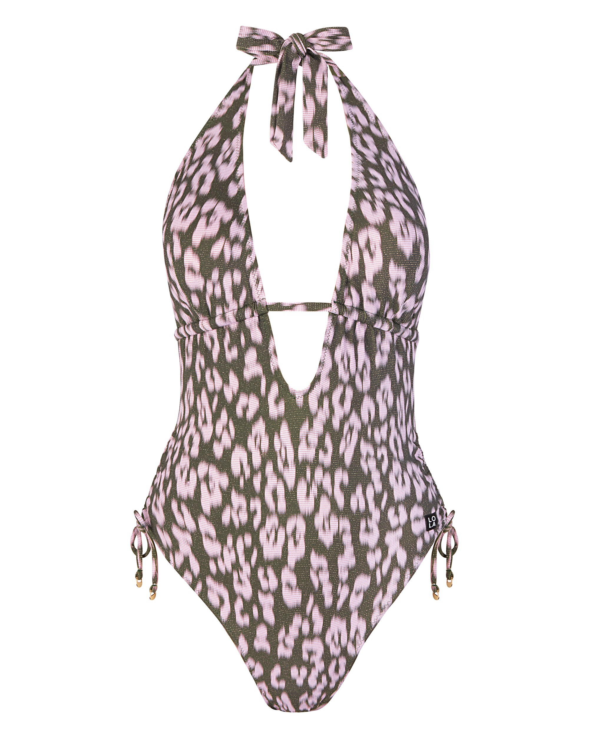 Fato de Banho Halter Animal Print com Lurex Multicolor-3