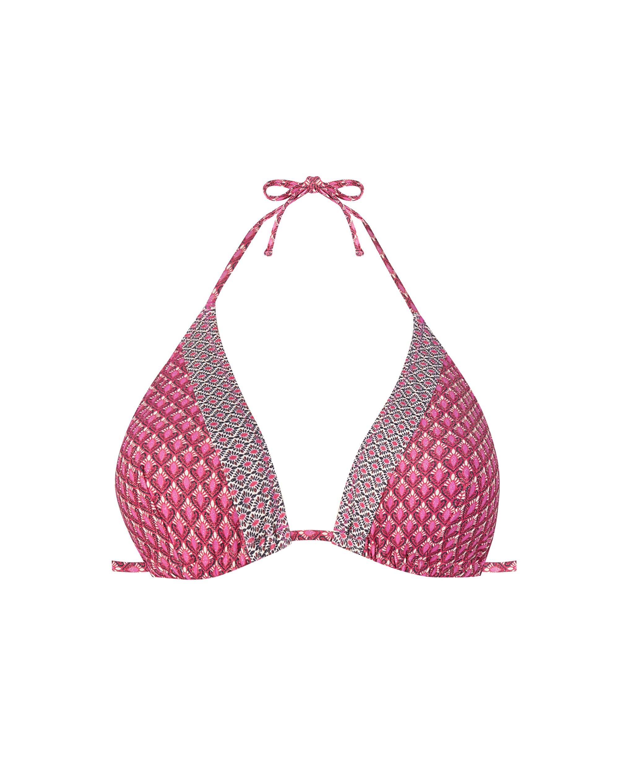 Top de Biquíni de Triângulo Atado ao Pescoço e Costas com Estampado Geométrico Multicolor-3