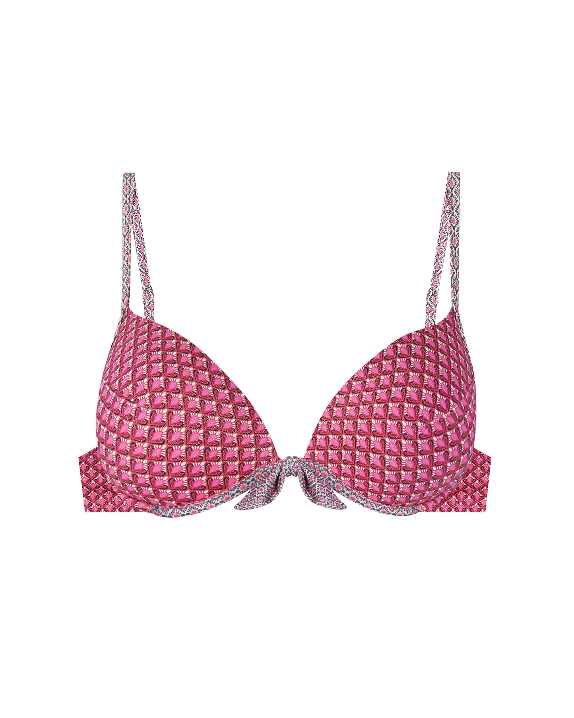 Top de Biquíni Balconette Push-up de Alças Reguláveis com Estampado Geométrico Multicolor-3