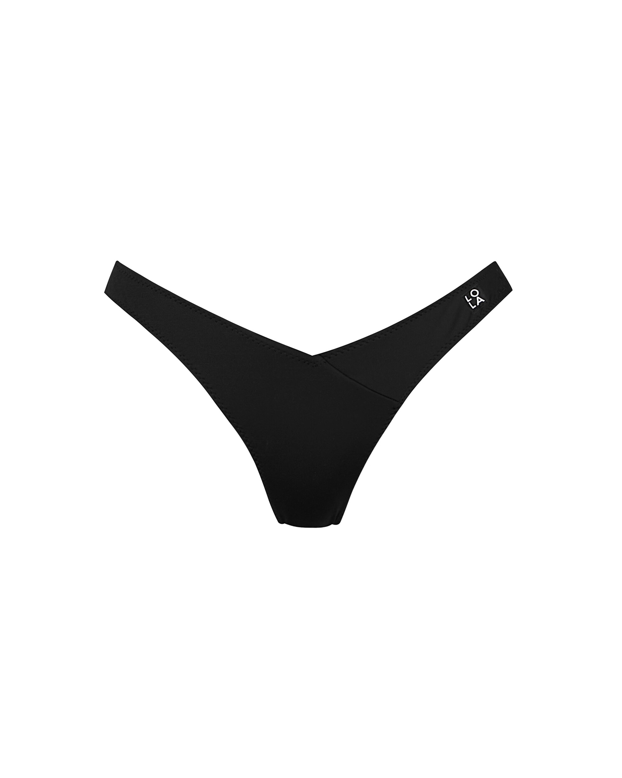 Cueca de Biquíni Brasileira de Corte Gaivota em Tecido Liso Preto-2