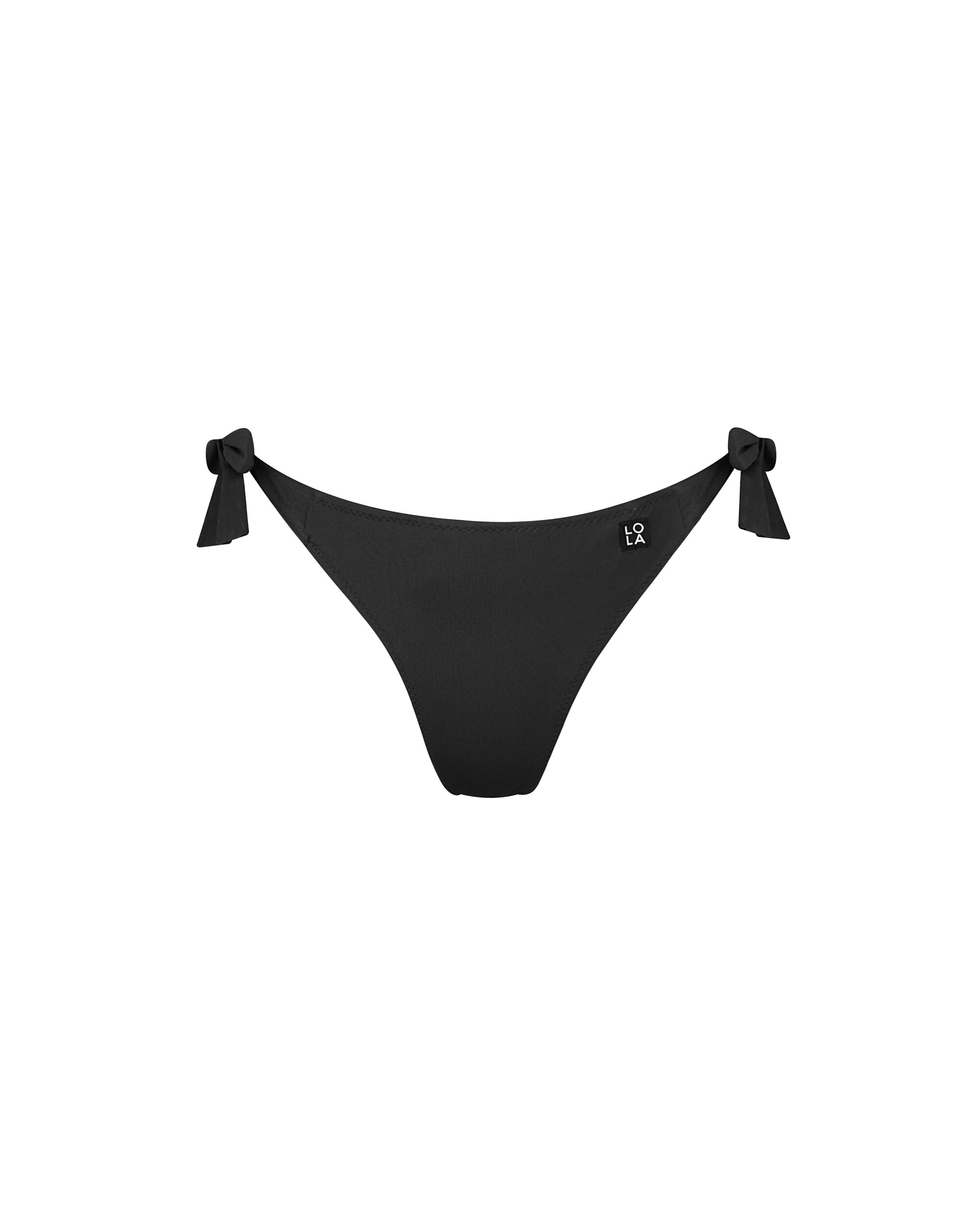 Cueca de Biquíni com Laços em Tecido Liso Preto-3