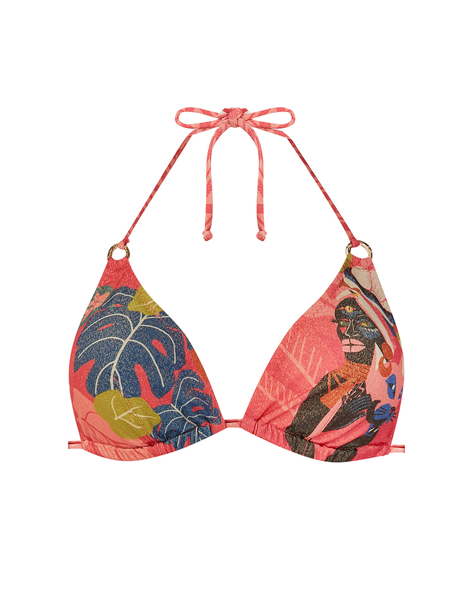 Top de Biquíni da Coleção Passarela Atado ao Pescoço e Estampado Posicionado Congo com Lurex Multicolor-3