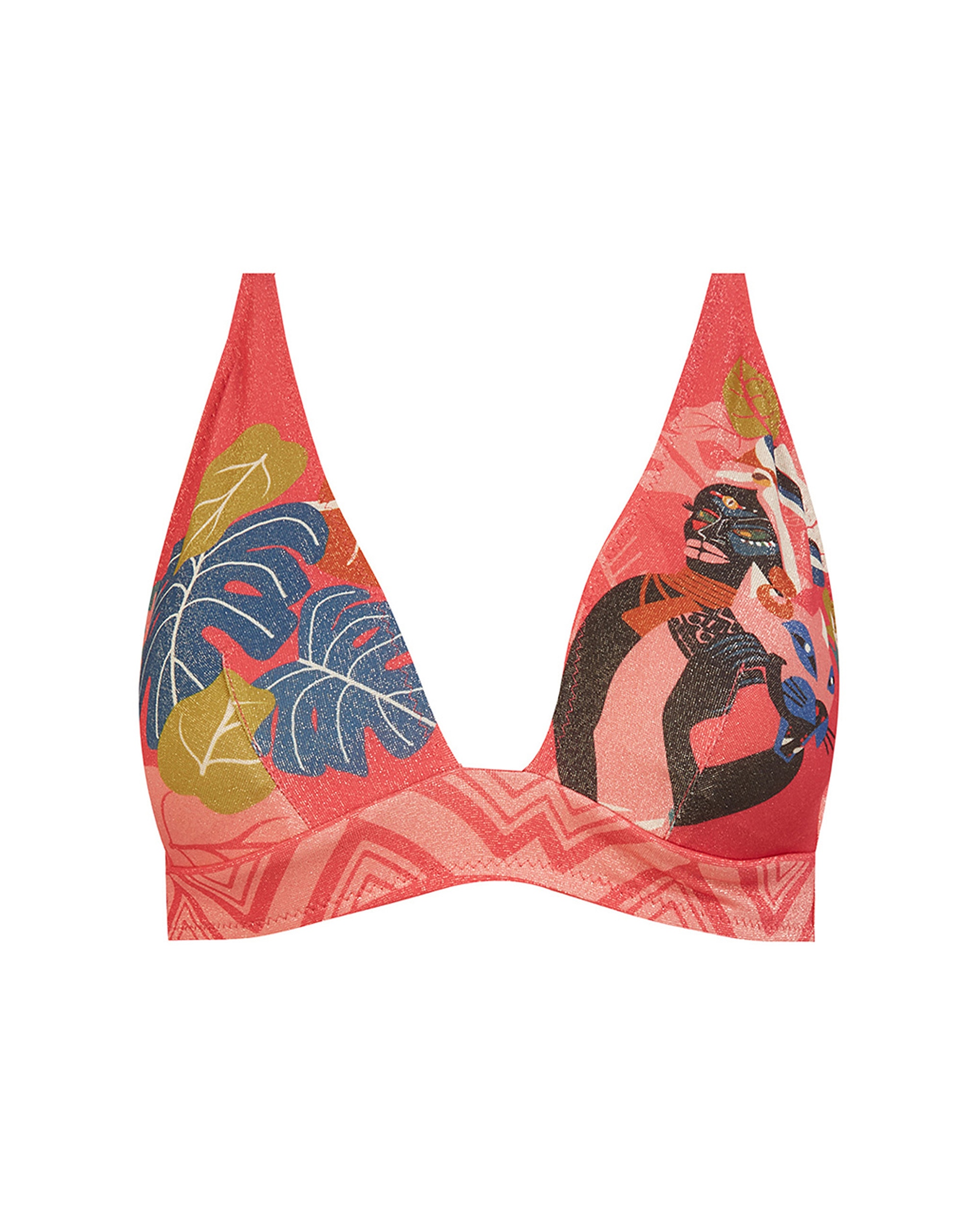 Top de Biquíni da Coleção Passarela de Alças Reguláveis e Estampado Posicionado Congo com Lurex Multicolor-3