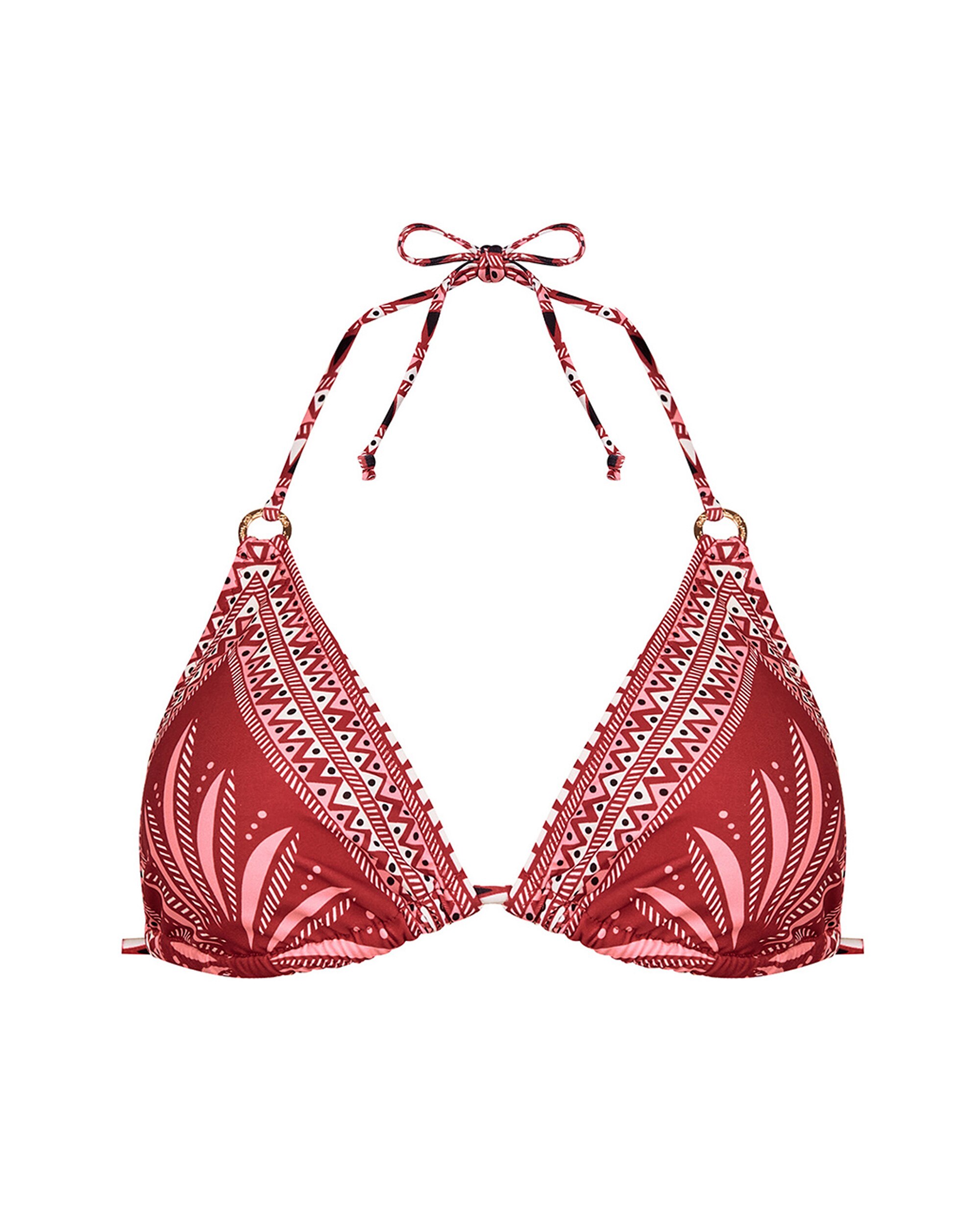Top de Biquíni da Coleção Passarela Atado ao Pescoço e Estampado Posicionado Ankara Multicolor-3