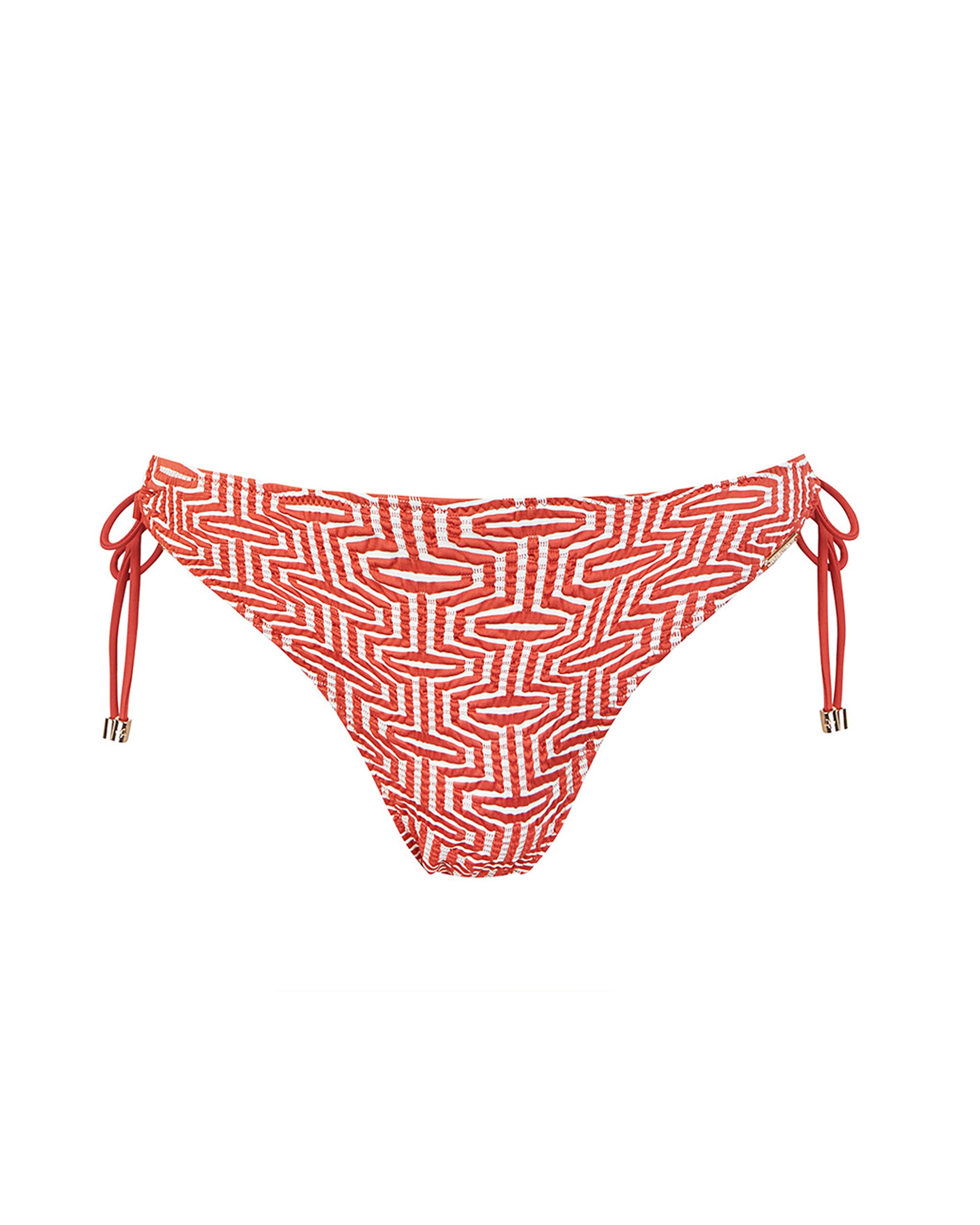 Cueca de Biquíni da Coleção Class com Laços para Ajustar a Medida e Estampado Tanger Laranja-vulcânico-3
