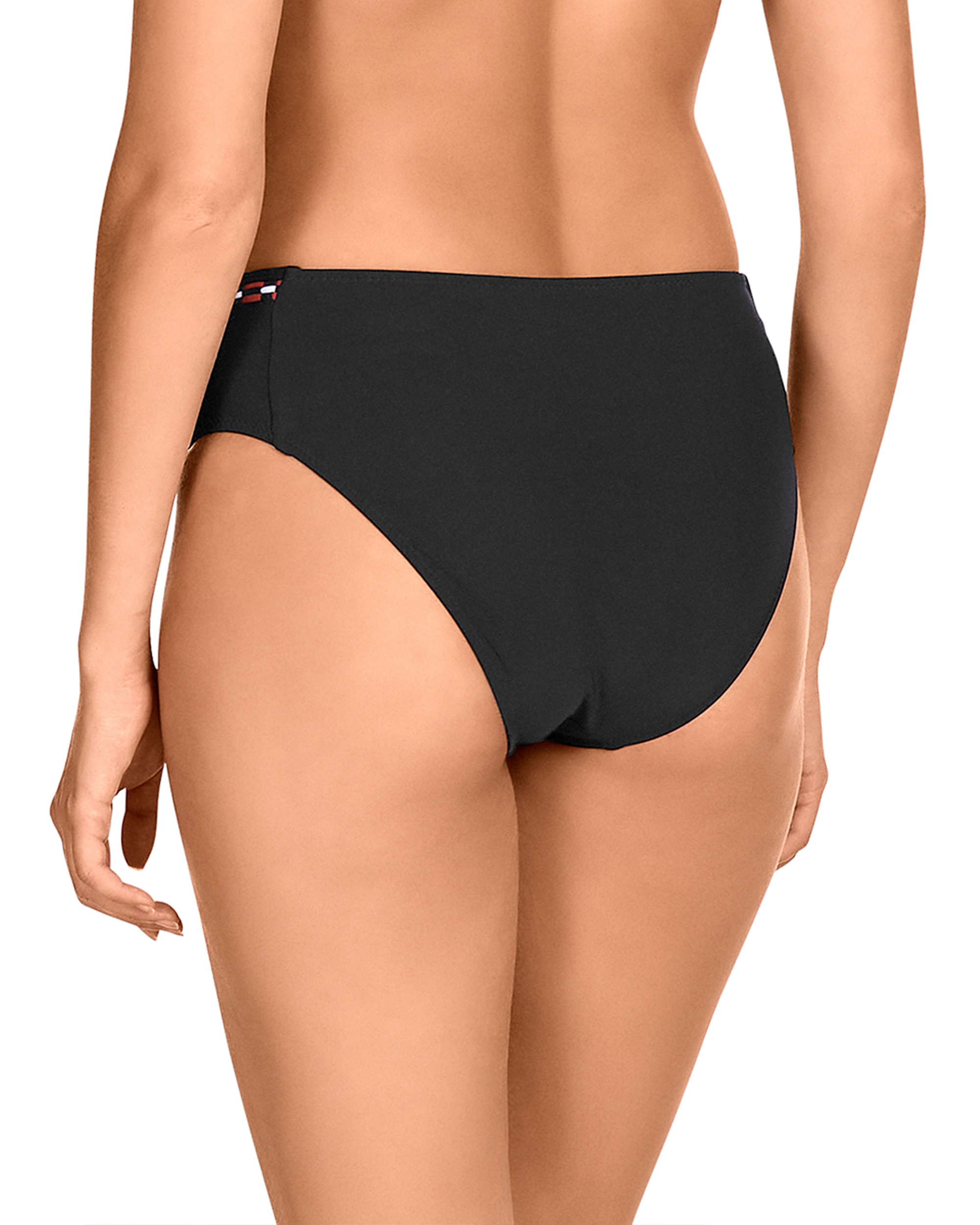 Cueca de Biquíni da Coleção Passarela Alta com Entrançado nas Laterais e Estampado Liso em Preto Preto-2