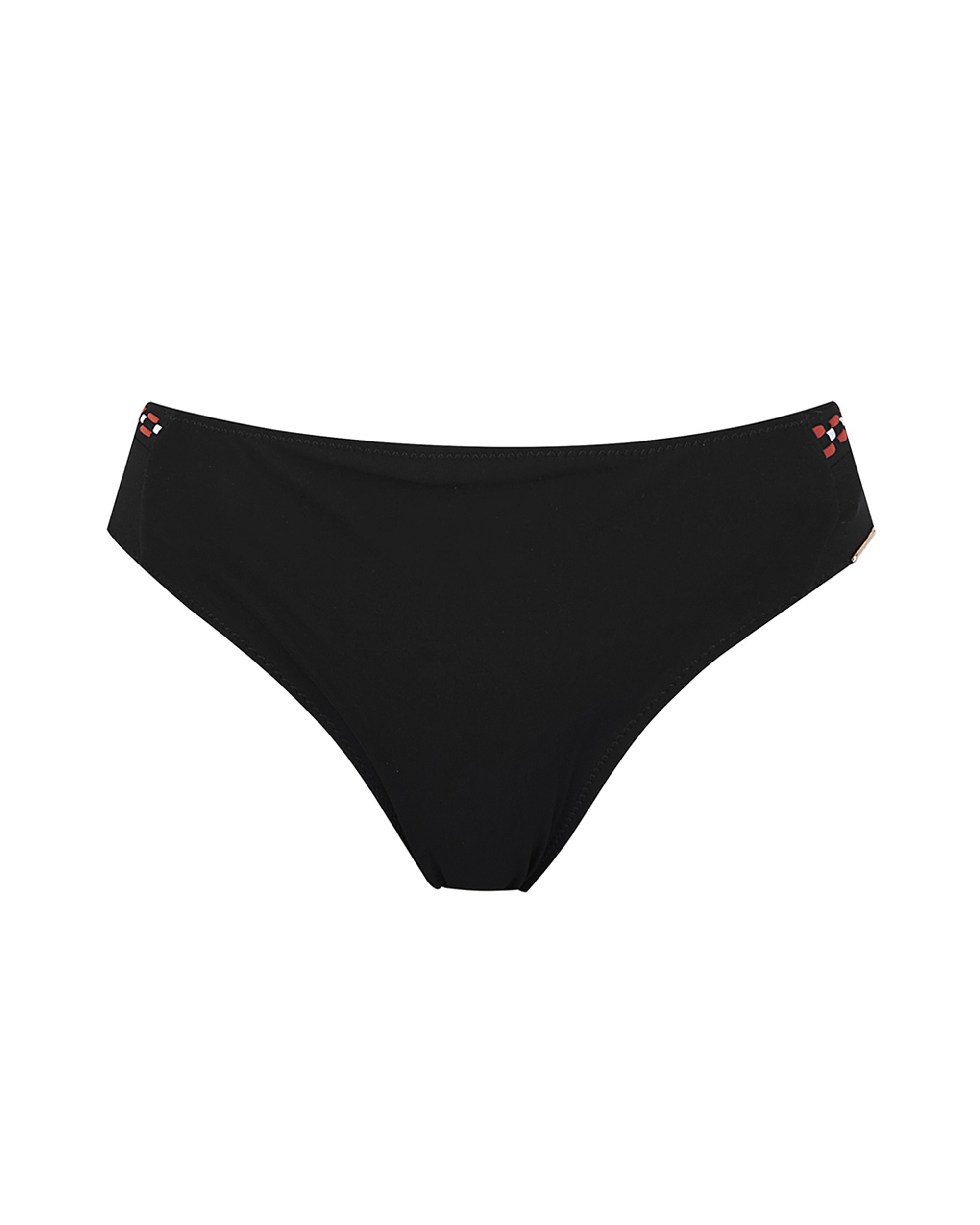Cueca de Biquíni da Coleção Passarela Alta com Entrançado nas Laterais e Estampado Liso em Preto Preto-3