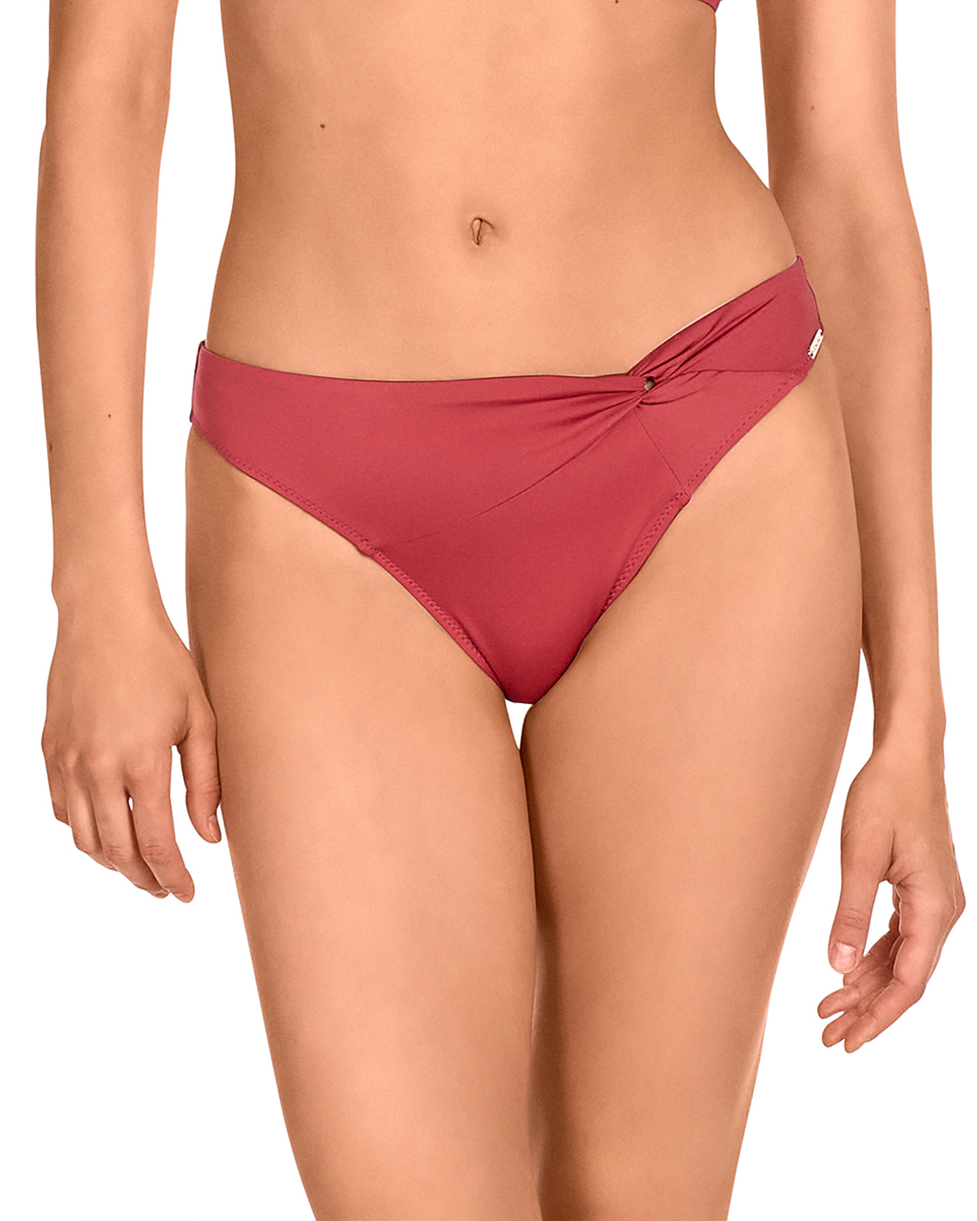 Imagem 0 de Cueca de Biquíni da Coleção Passarela com Drapeado e Estampado Brilhante em Telha