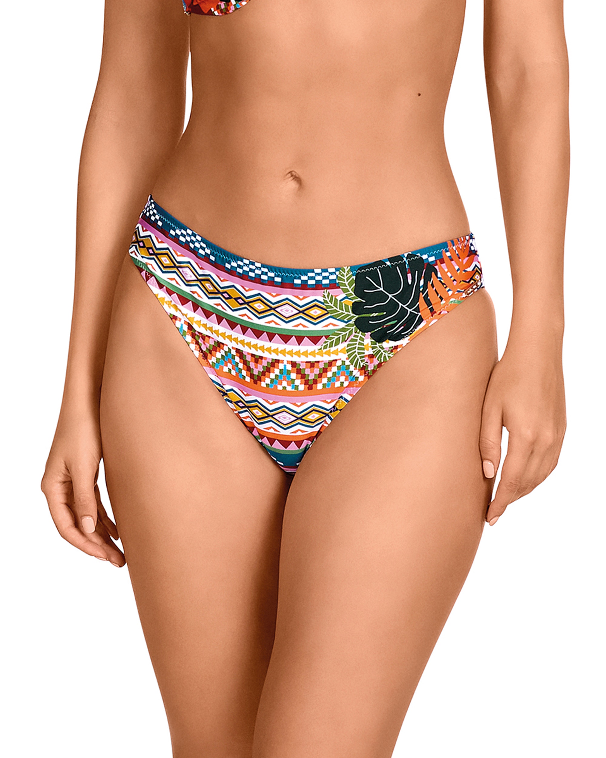 Imagem 0 de Cueca de Biquíni da Coleção Class de Altura Média com Estampado Geométrico Folhas