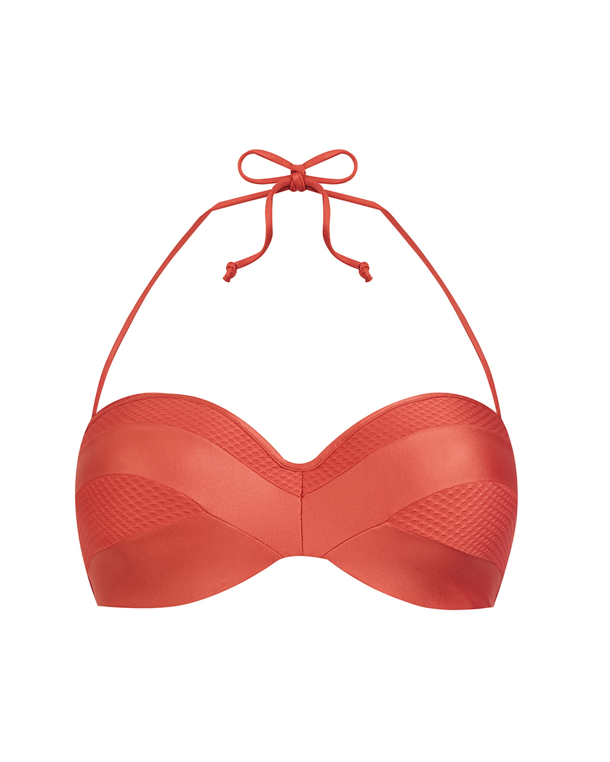 Top de Biquíni da Coleção Class com Alça Atada na Gola e Estampado Combinado com Textura e Brilho em Laranja Laranja-forte-3