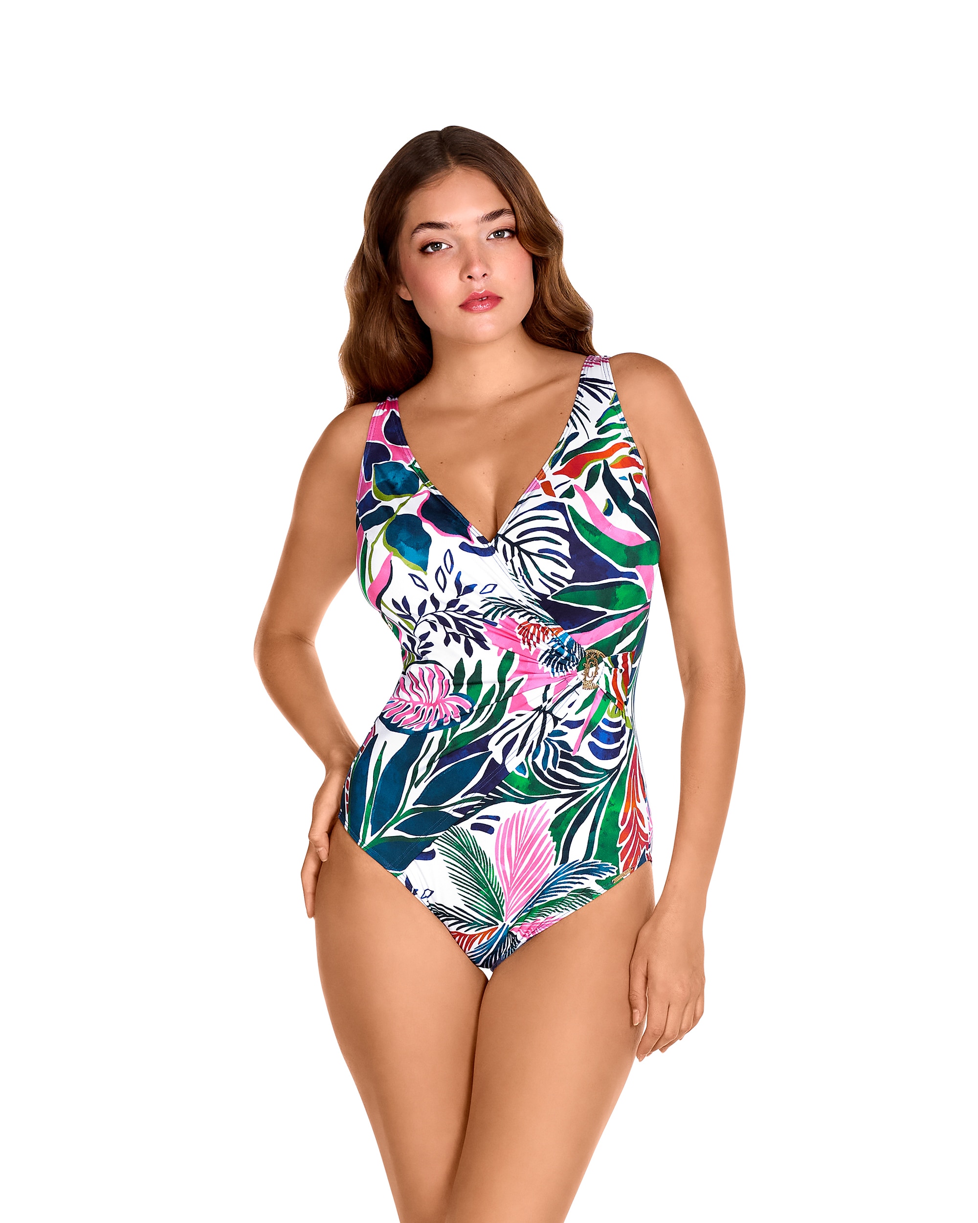 Imagem 0 de Fato de Banho Shapewear Modelador com Alças Fixas e Estampado Tropical