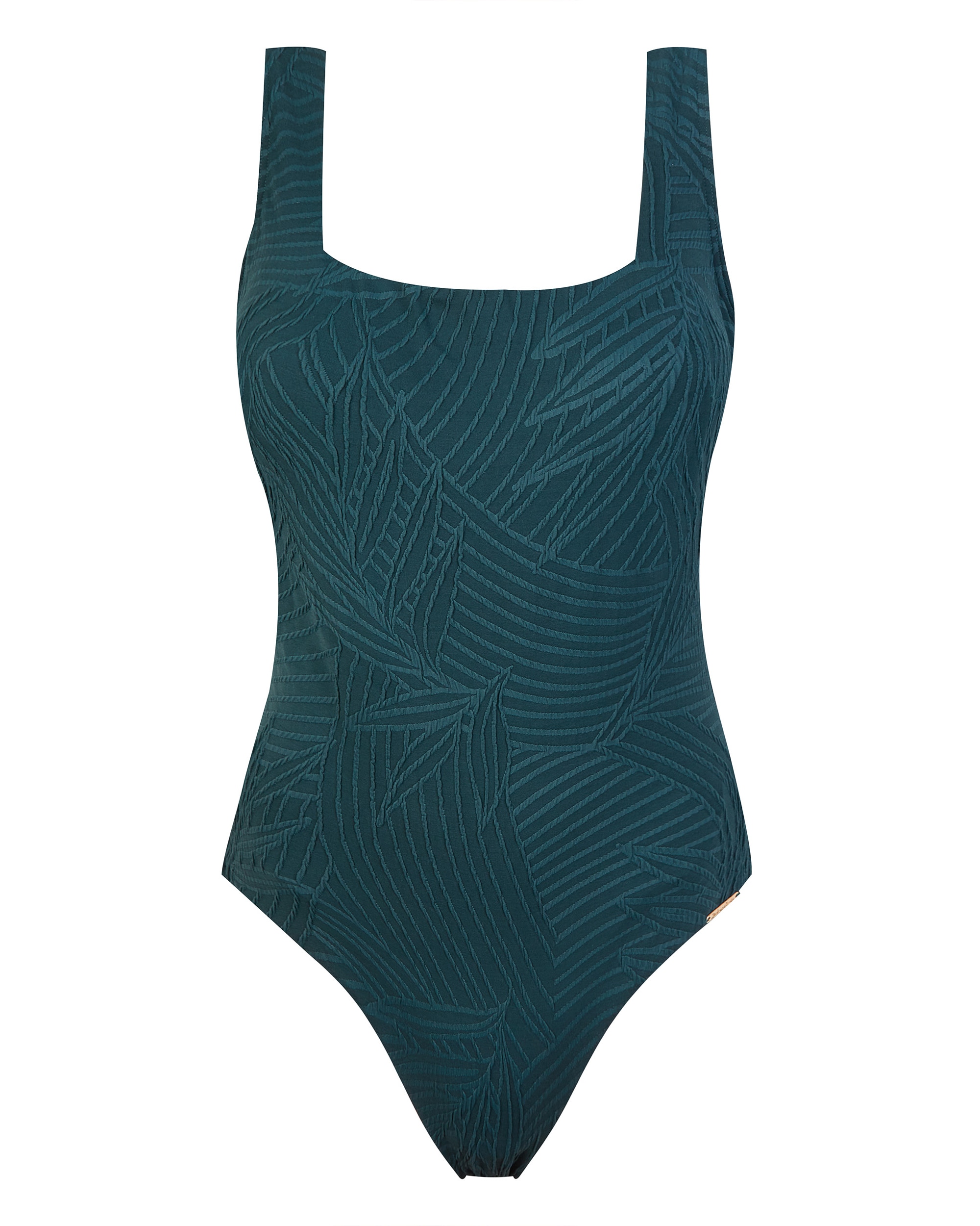 Fato de Banho Redutor Moldeador de Capacidade com Alças Fixas e Estampado com Textura em Cinzento Cinzento / Azul-3