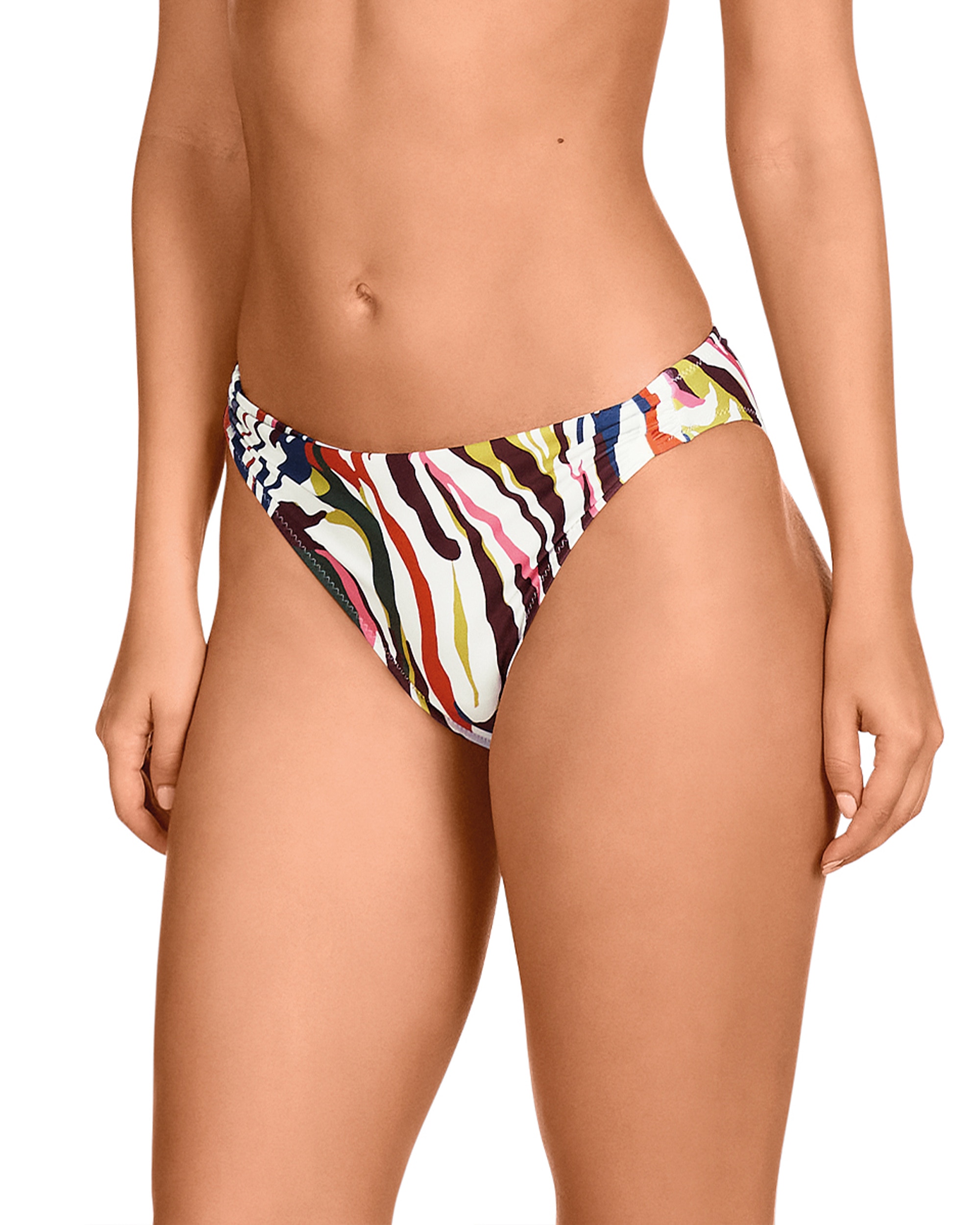 Cueca de Biquíni com Chapa Logo Dourada e Estampado Animal Print Estampado-1