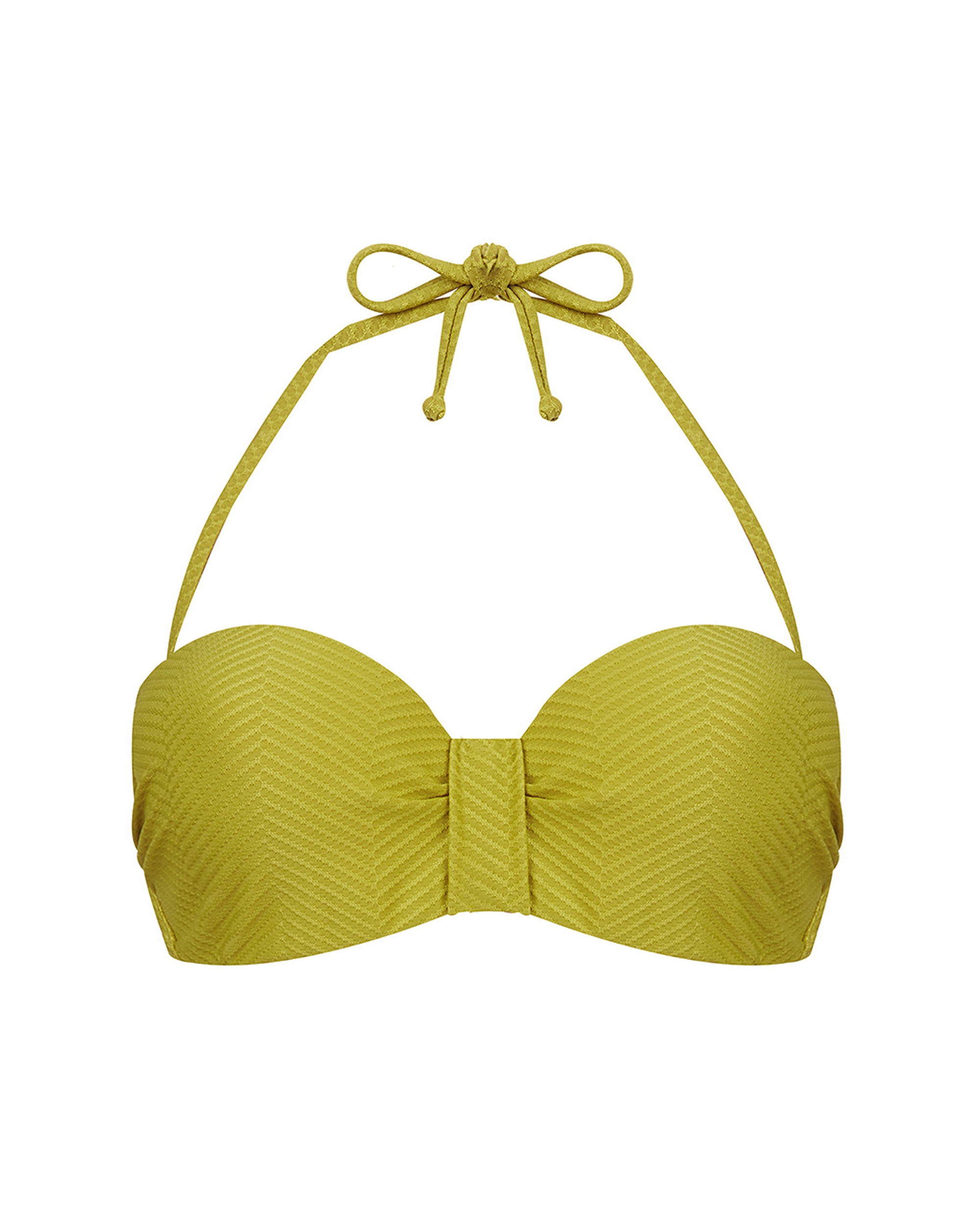 Top de Biquíni Bandeau com Opção de Alças e Estampado com Textura em Verde Verde-3