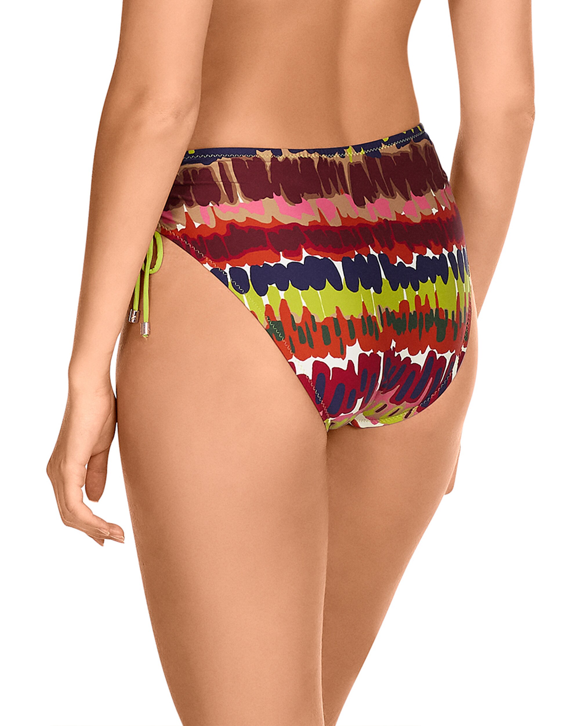 Cueca de Biquíni de Altura Média com Laços Ajustáveis nas Laterais e Estampado Abstrato Multicolor-2