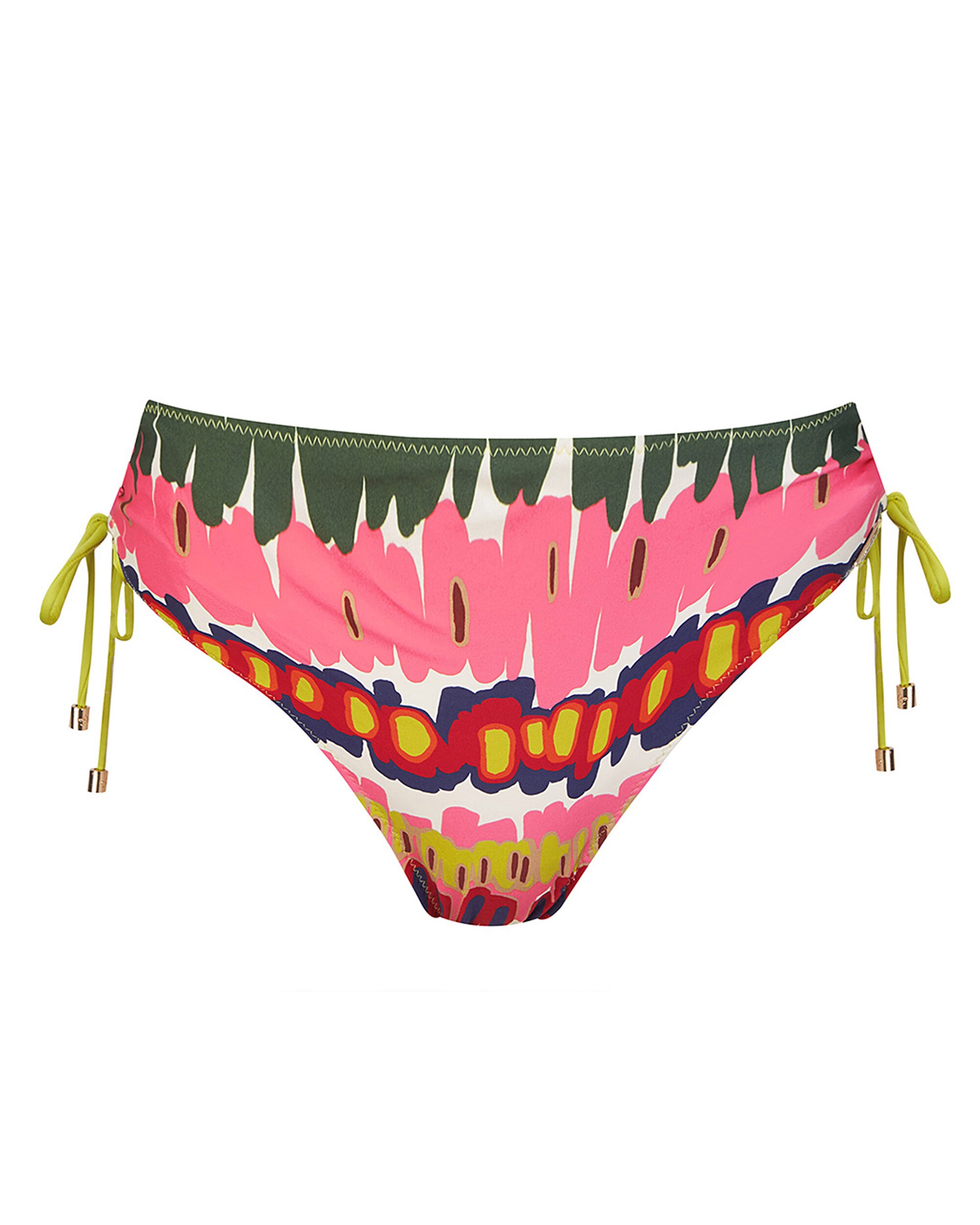 Cueca de Biquíni de Altura Média com Laços Ajustáveis nas Laterais e Estampado Abstrato Multicolor-3