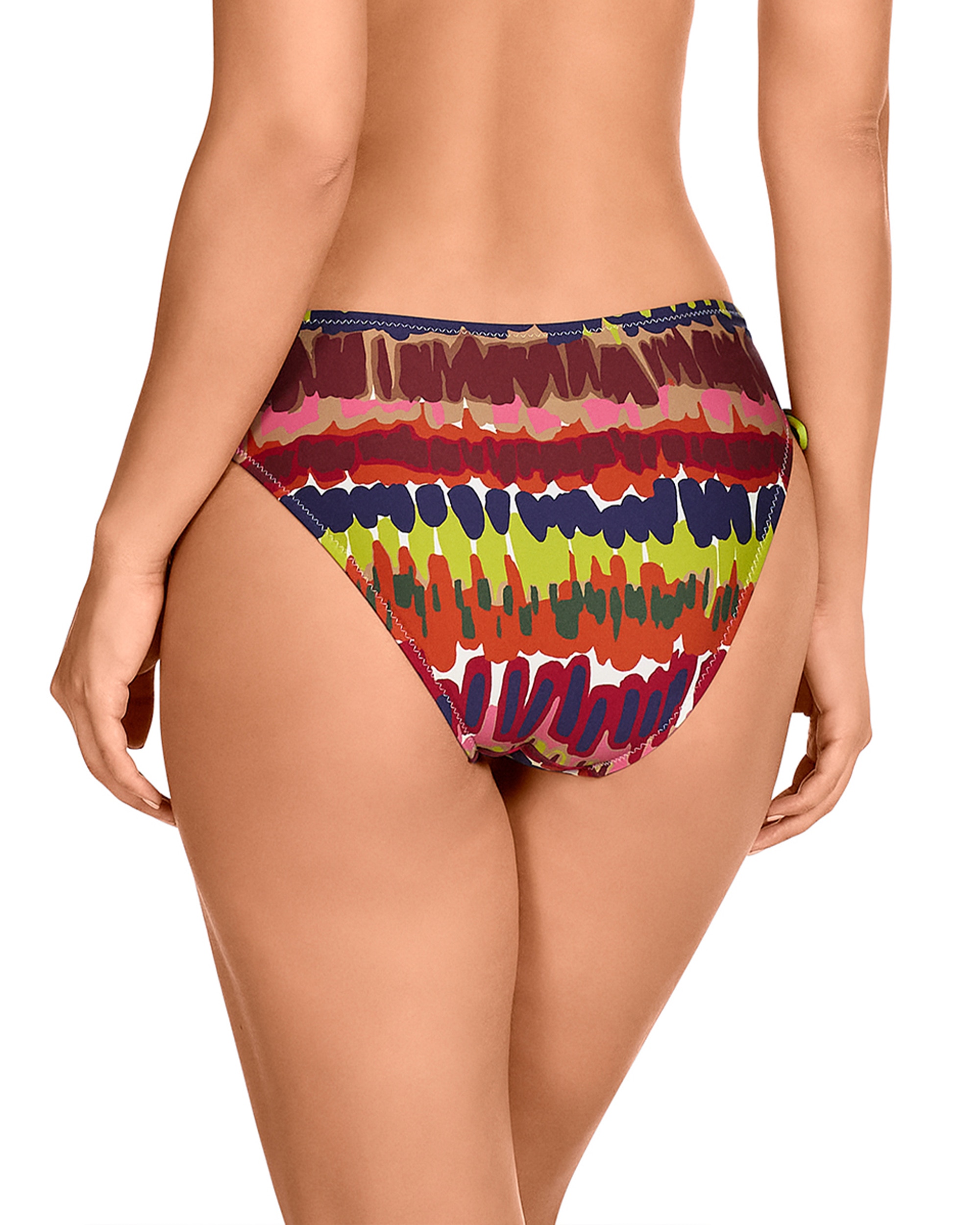 Cueca de Biquíni de Altura Média com Laços Ajustáveis nas Laterais e Estampado Abstrato Multicolor-2