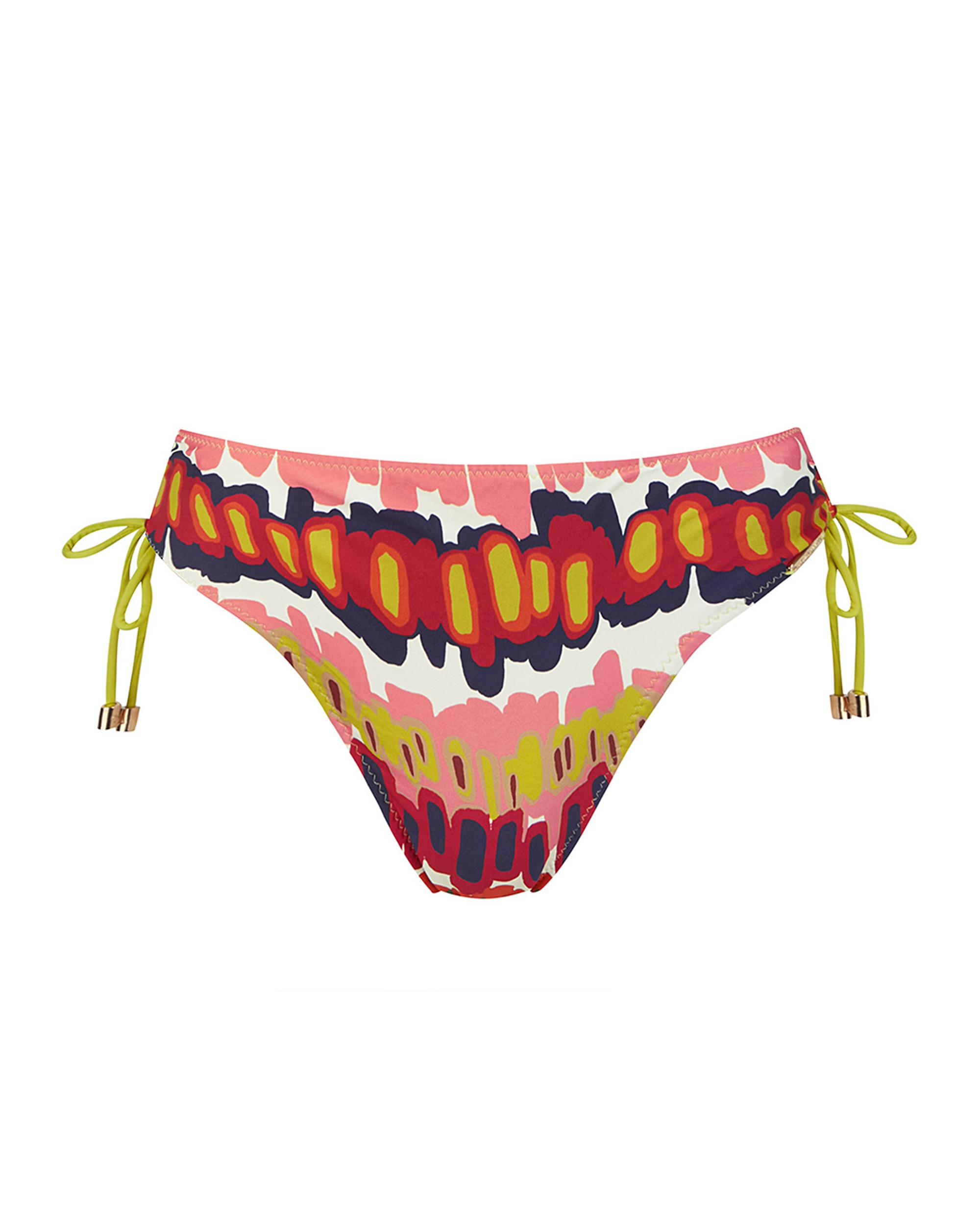 Cueca de Biquíni de Altura Média com Laços Ajustáveis nas Laterais e Estampado Abstrato Multicolor-3