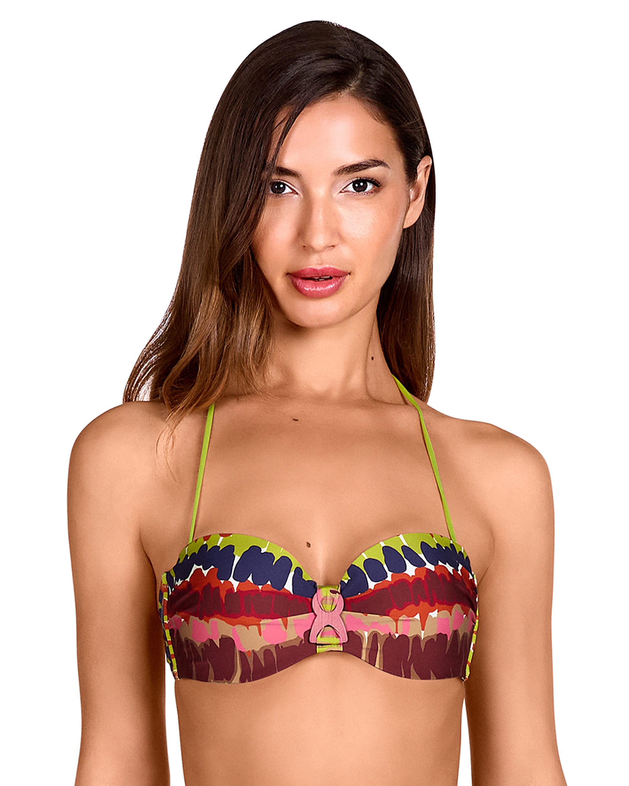 Imagem 0 de Top de Biquíni Bandeau Atado ao Pescoço e Estampado Abstrato