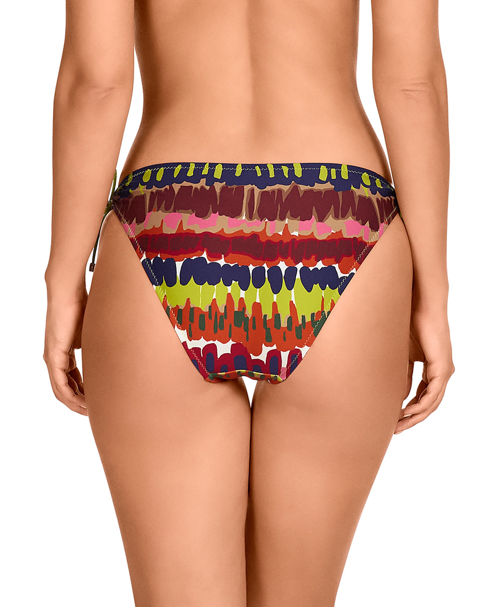 Cueca de Biquíni com Laços Ajustáveis nas Laterais e Estampado Abstrato Multicolor-2