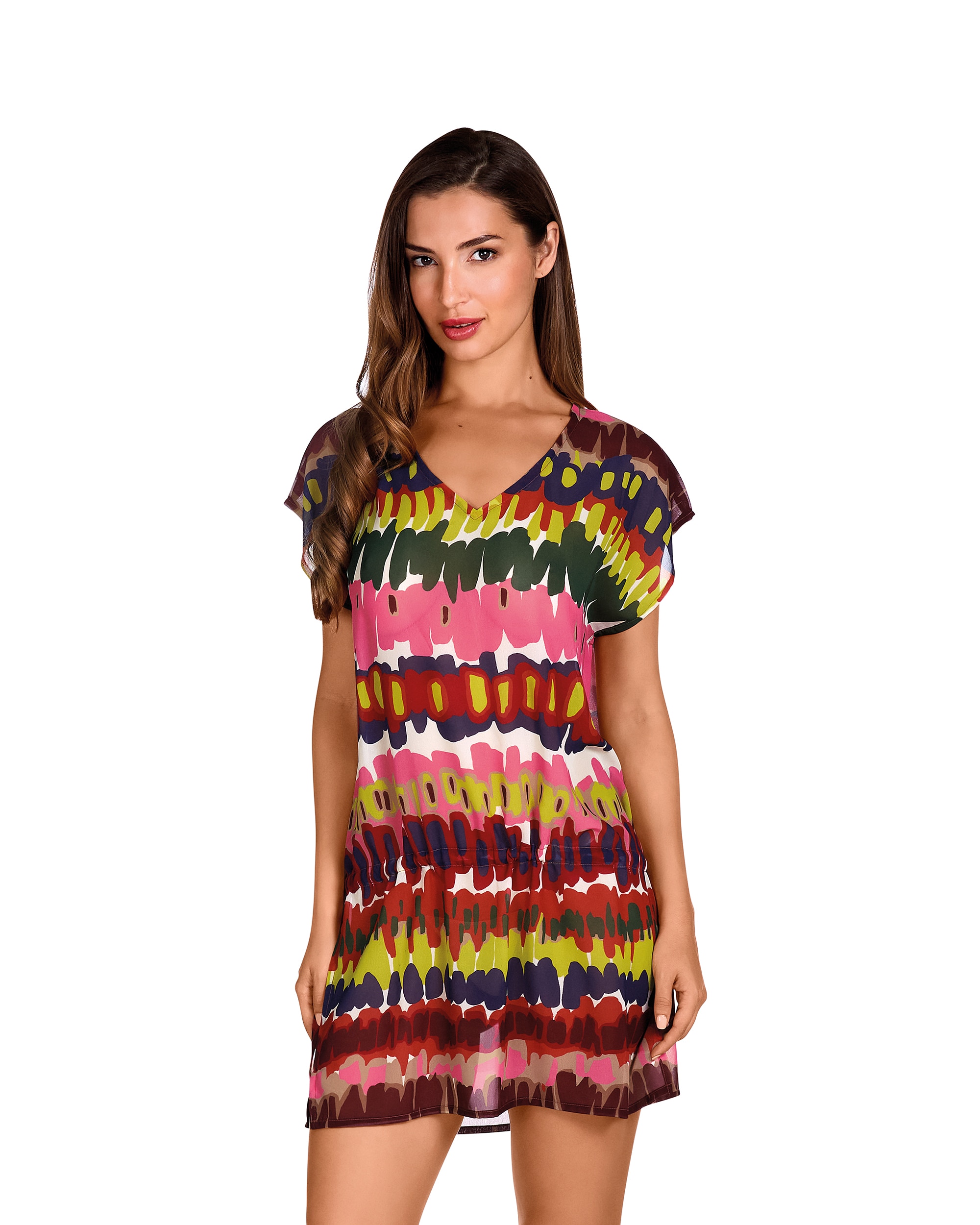Imagem 0 de Vestido de Praia Curto com Estampado Abstrato