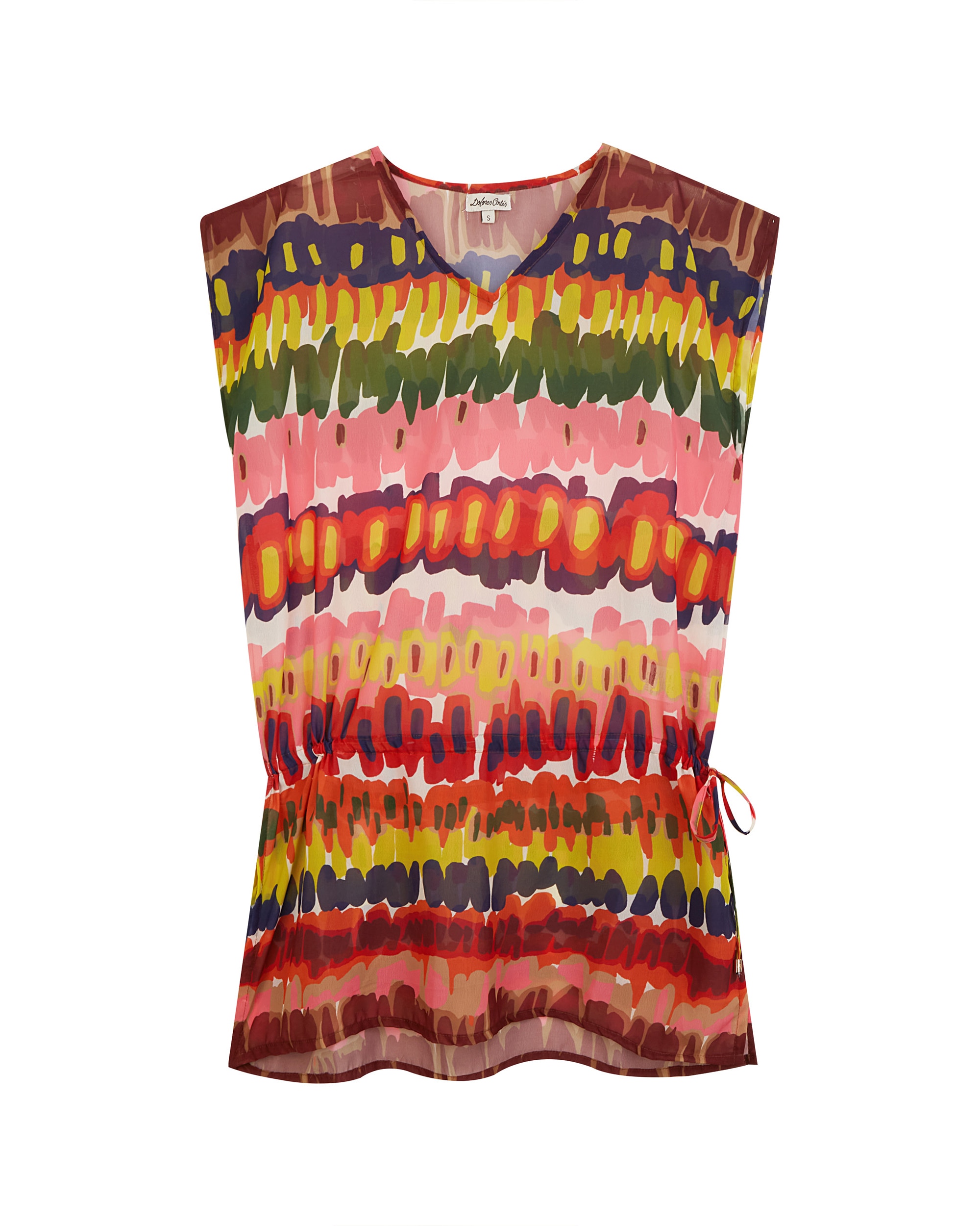 Vestido de Praia Curto com Estampado Abstrato Multicolor-3