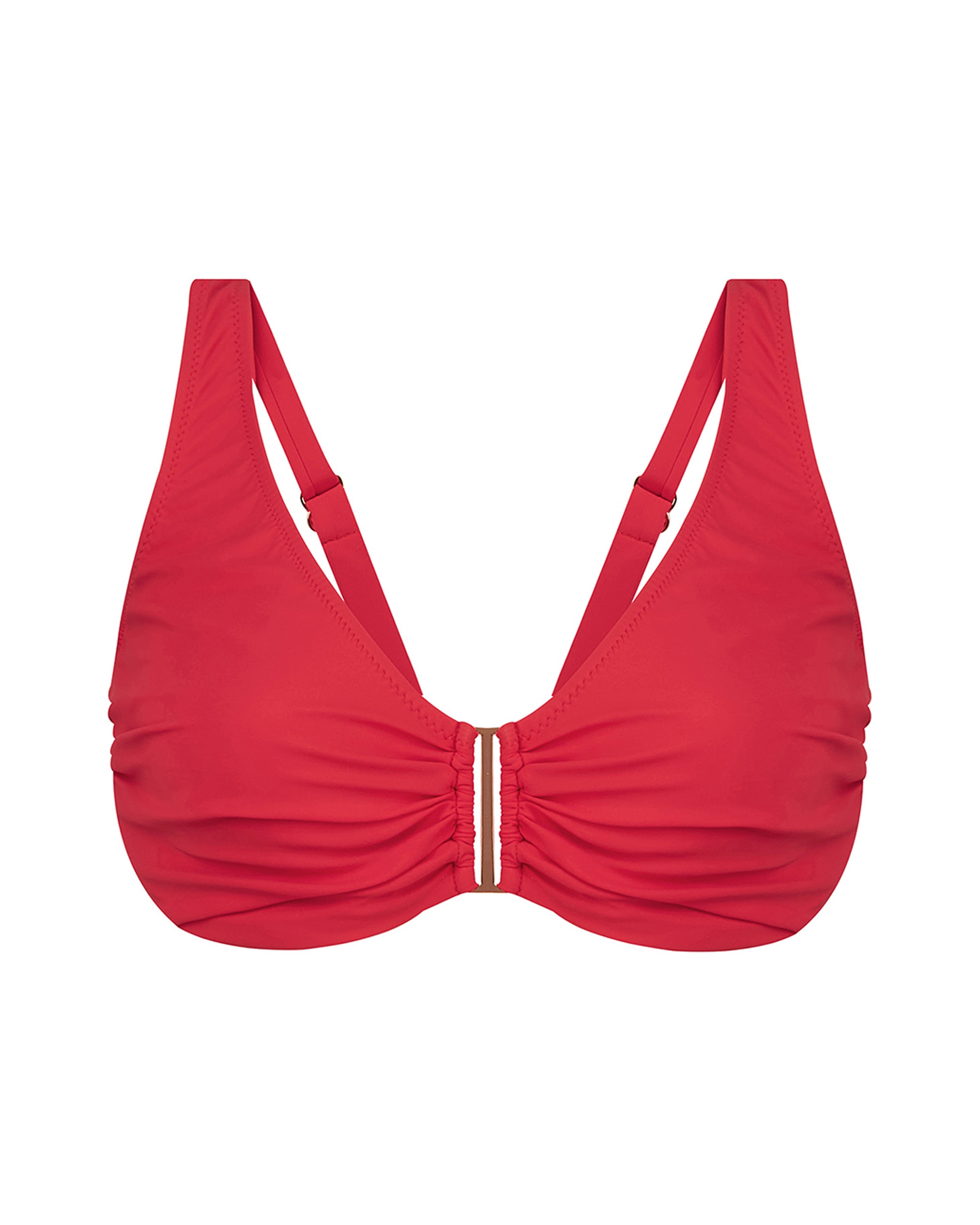 Top de Biquíni de Capacidade com Alças Reguláveis e Tecido Liso em Vermelho Vermelho-3
