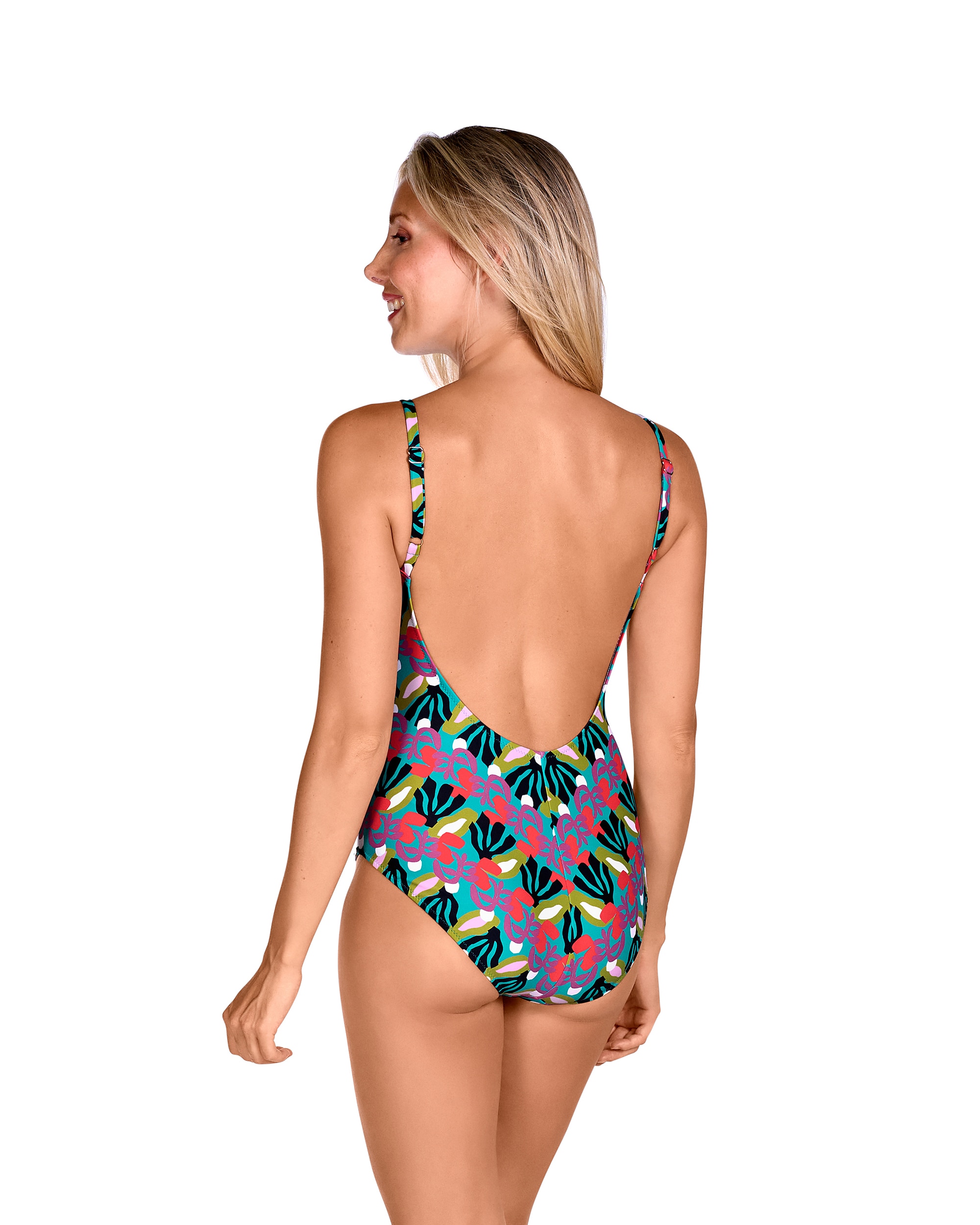 Fato de Banho de Alças Reguláveis e Estampado Combinado Multicolor Multicolor-2