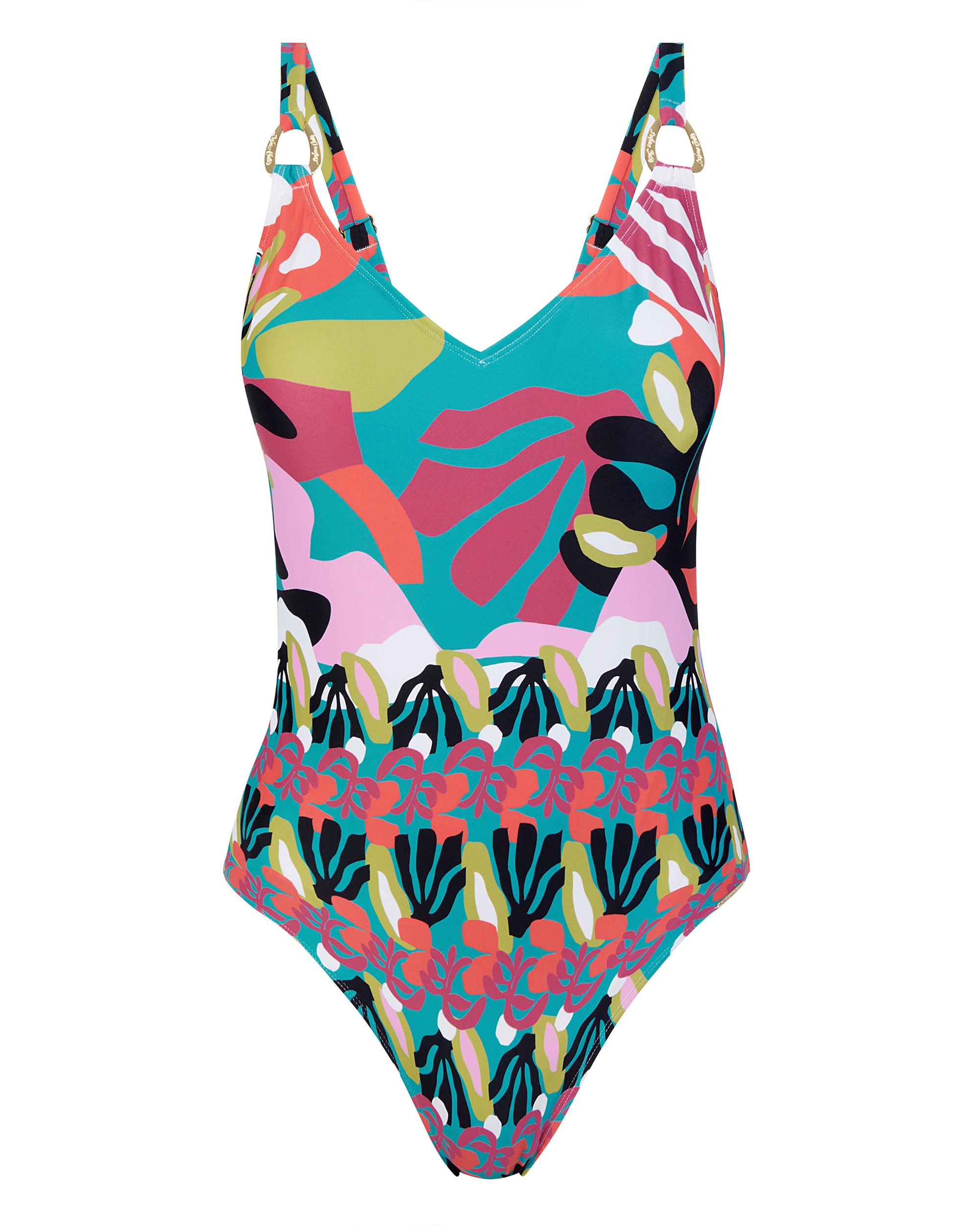 Fato de Banho de Alças Reguláveis e Estampado Combinado Multicolor Multicolor-3
