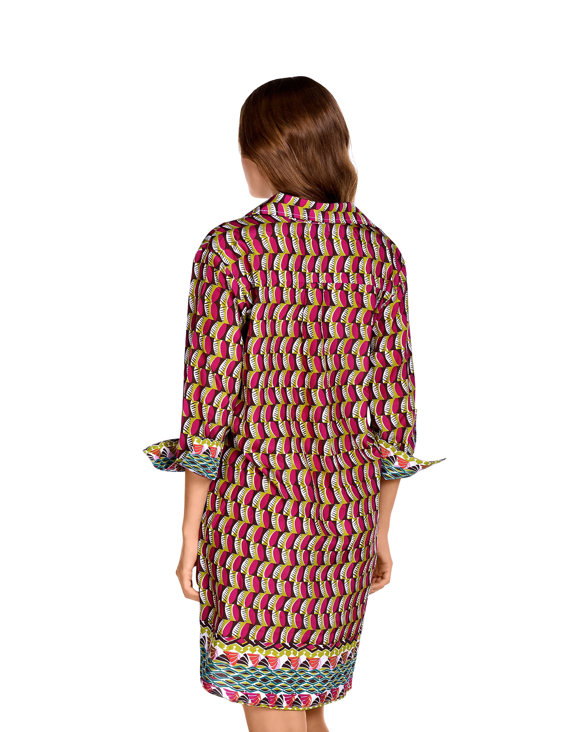 Vestido Curto com Botões à Frente e Estampado Combinado de Praia Multicolor-2