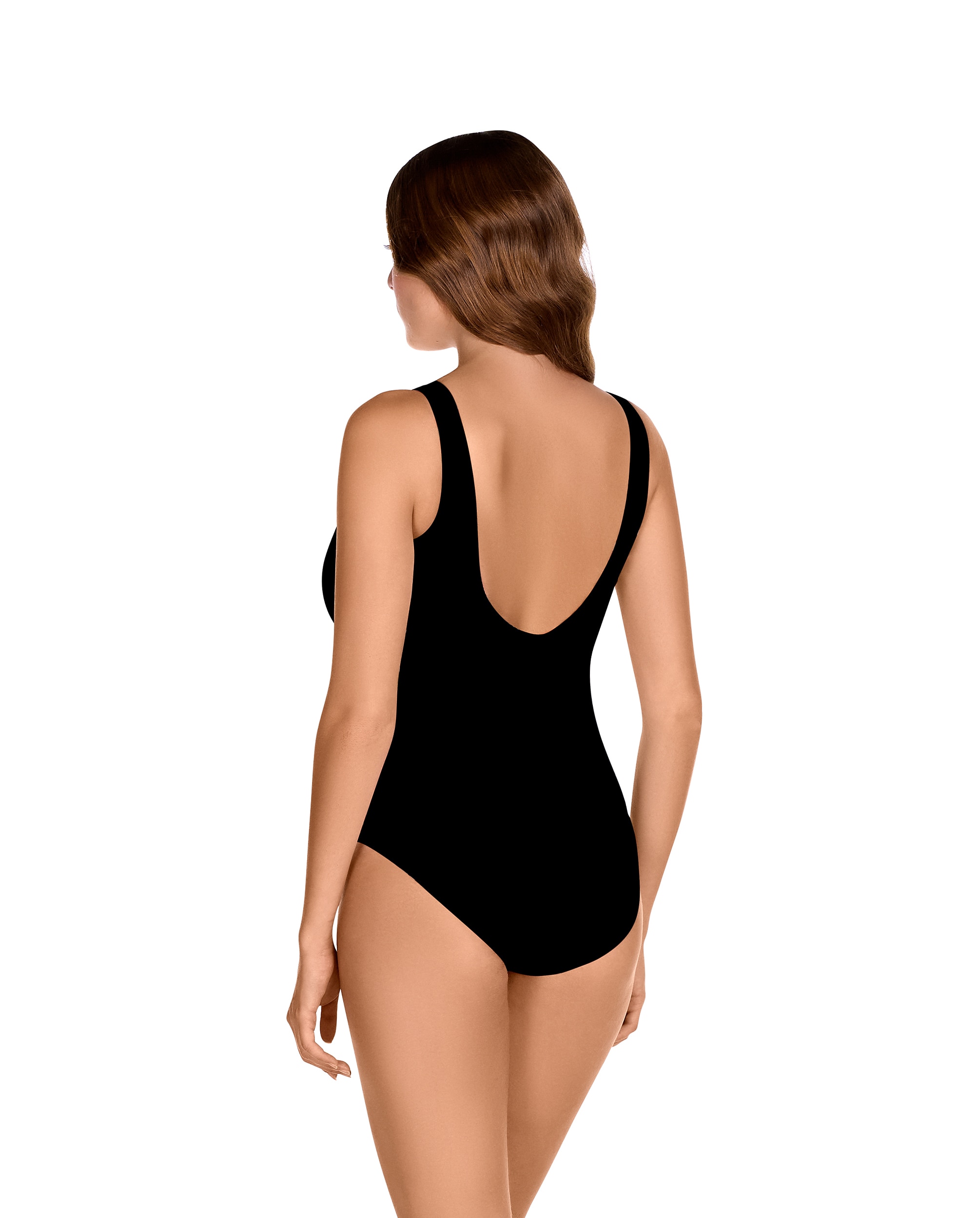 Fato de Banho Shapewear Moldeador com Alças Fixas em Preto Preto-2